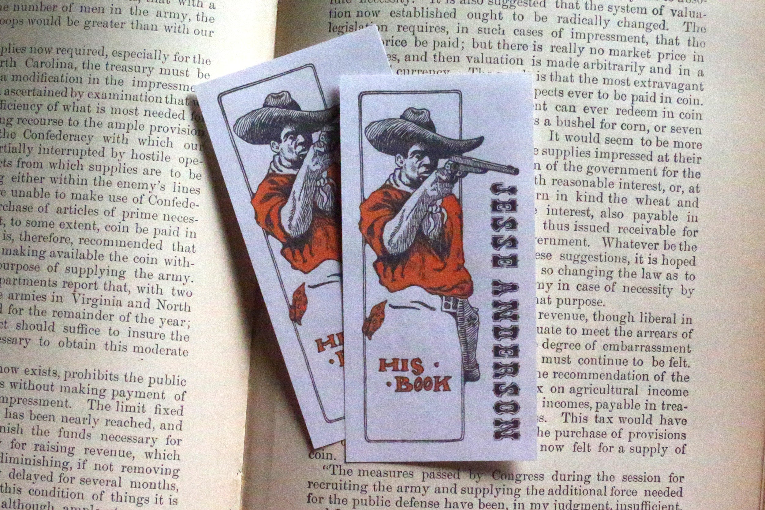 Black Cowboy, Personalized Ex-Libris Bookplates For Him, Crafted on Traditional Gummed Paper, 4in x 2in, Set of 30