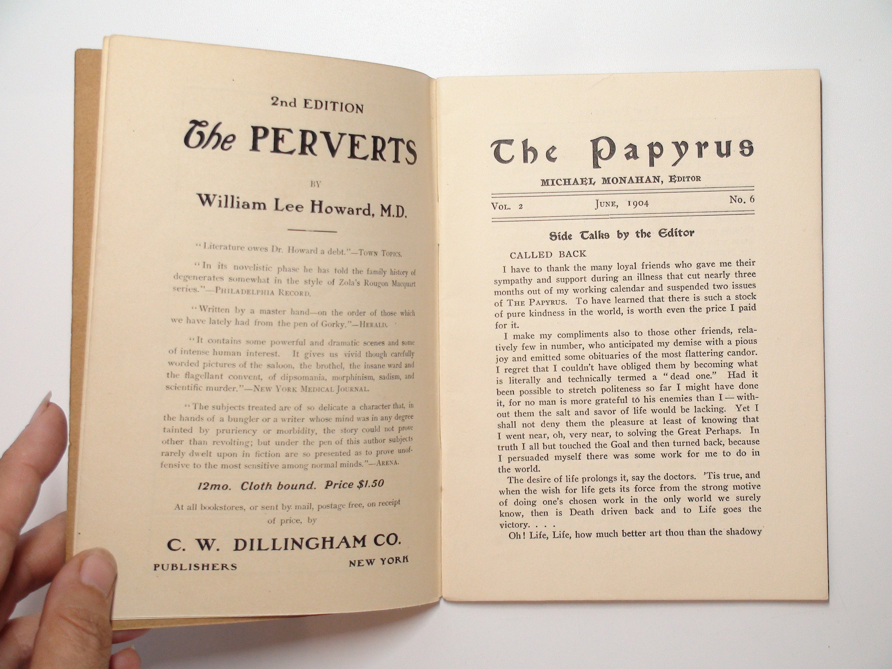 The Papyrus Magazine, Ed. by Michael Monahan, RARE, 1st Ed, June 1904