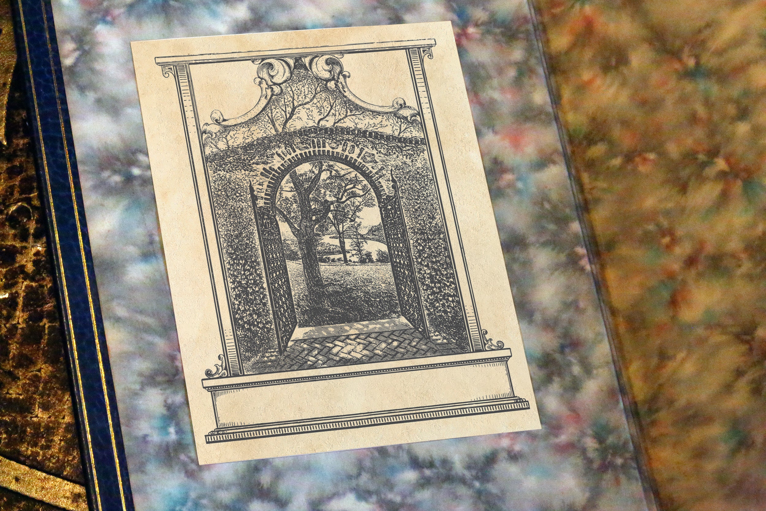 Eternal Gate, Personalized Gothic Ex-Libris Bookplates, Crafted on Traditional Gummed Paper, 3in x 4in, Set of 30