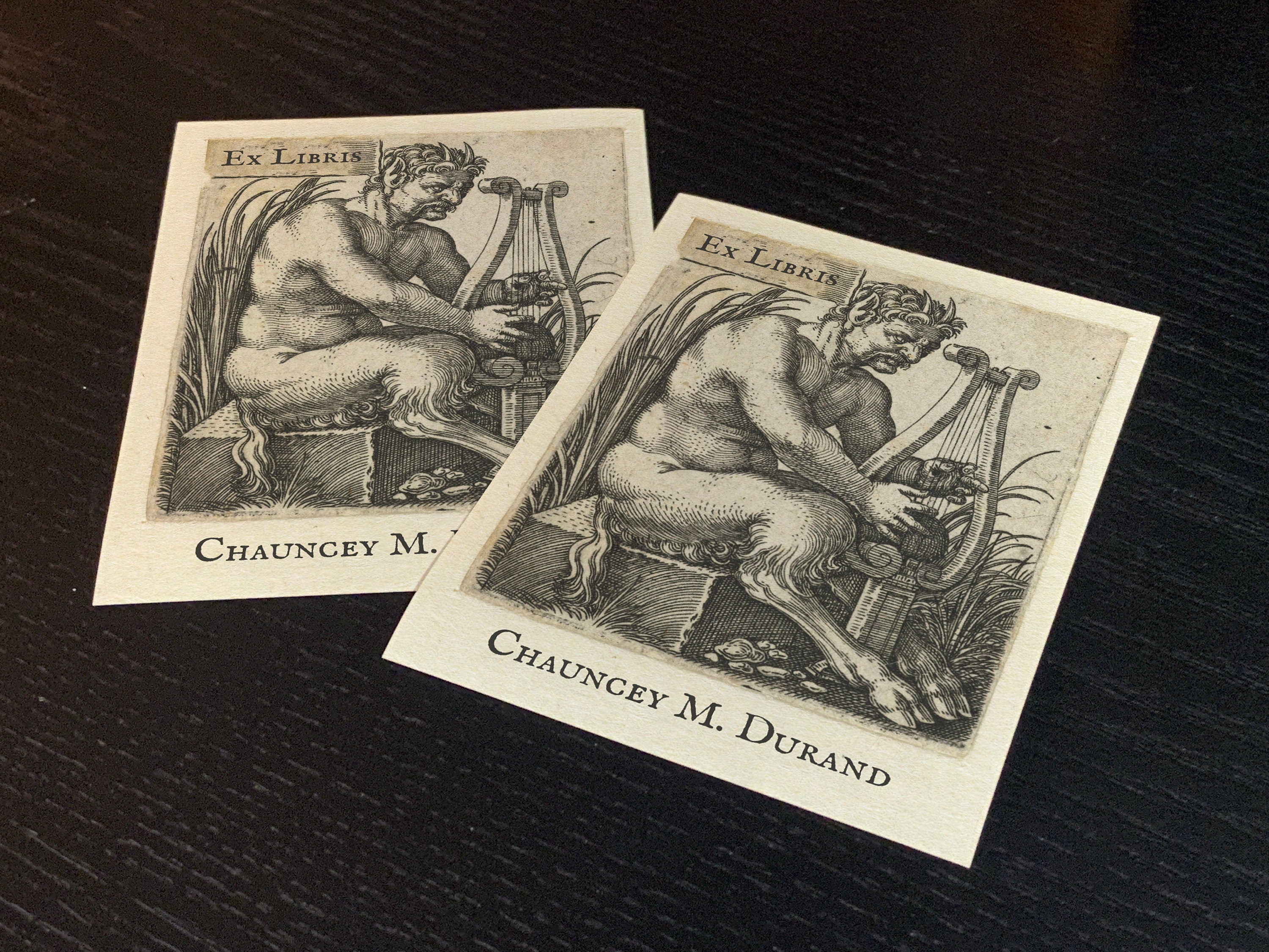 Satyr Playing Lyre, Personalized, Ex-Libris Bookplates, Crafted on Traditional Gummed Paper, 3in x 4in, Set of 30