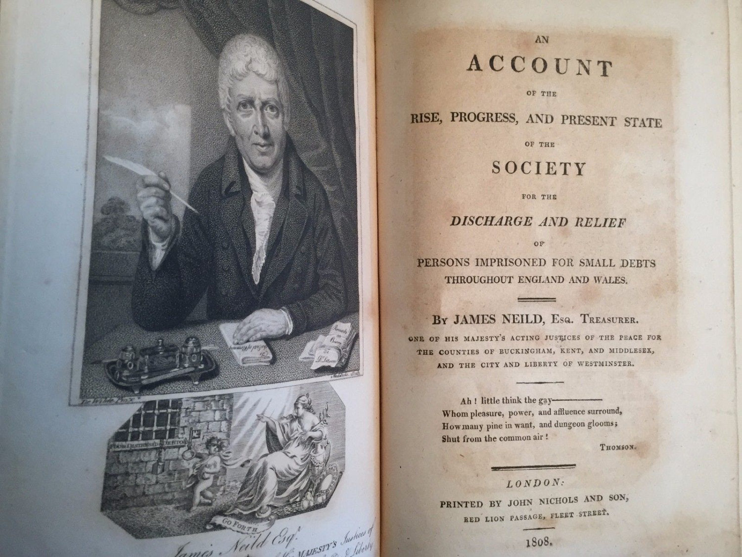 Book Regarding Persons Imprisoned for Small Debts in England and Wales, James Neild, 1808, Rare