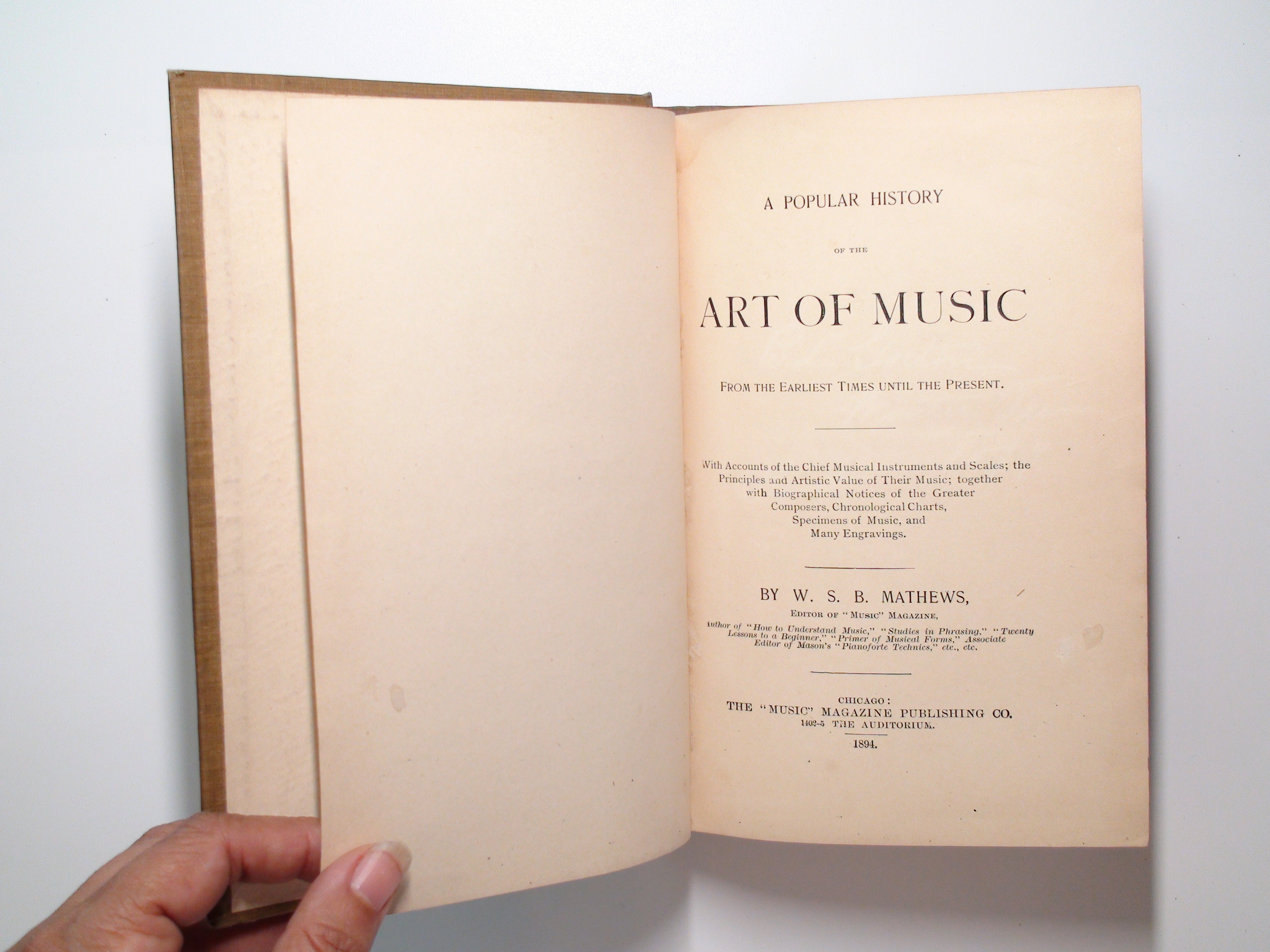 A Popular History of the Art of Music, by W. S. B. Mathews, Illustrated, 1894