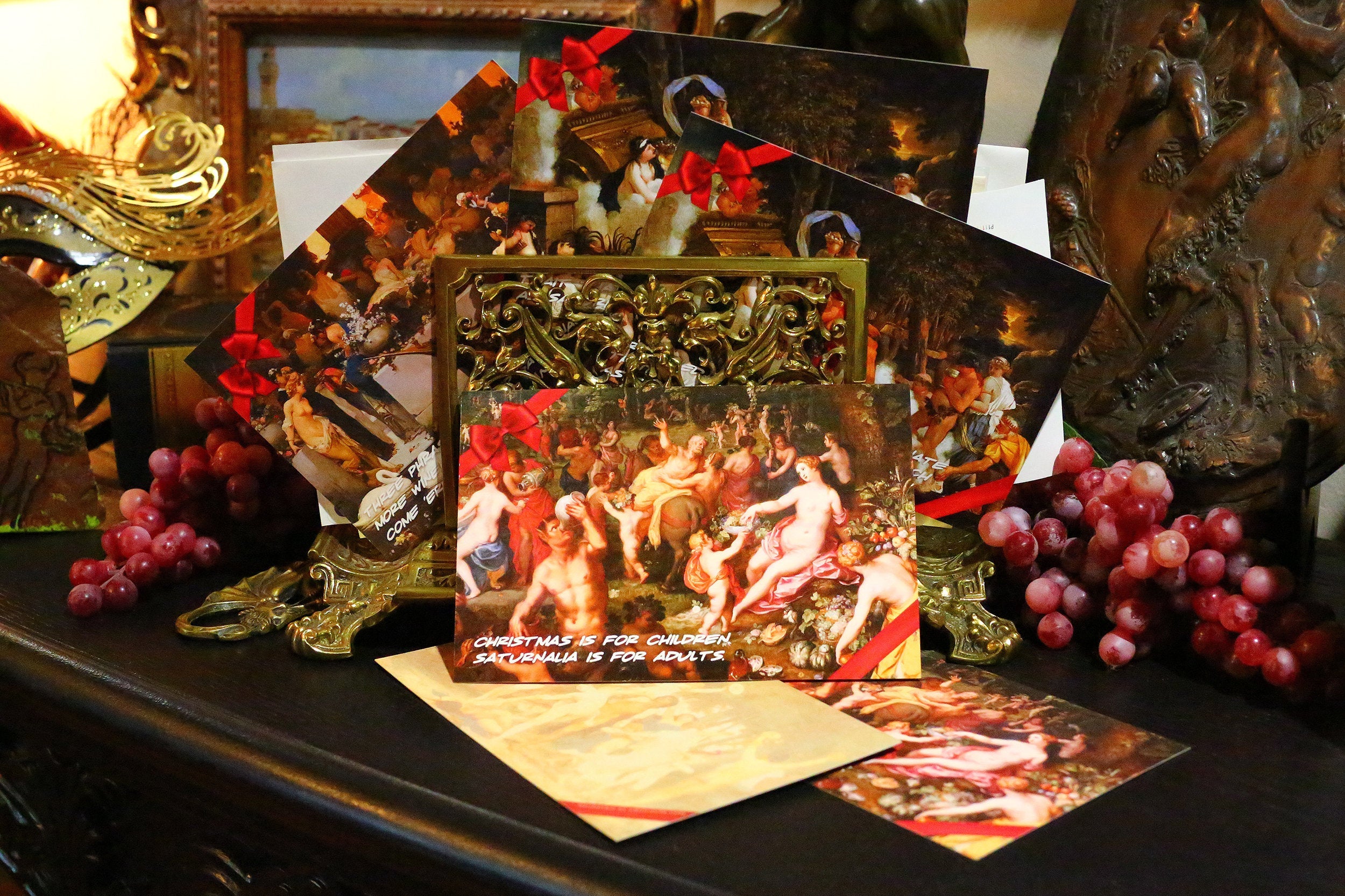 Saturnalia Bacchanalia Pagan Holiday Postcard/Greeting Card Set, Exclusively Designed, 6 Designs, 12 Cards