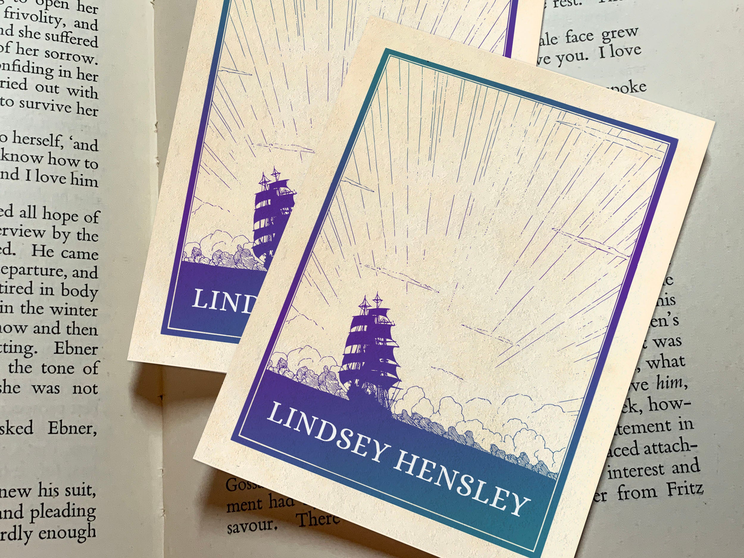 Sunset Sail, Personalized Ex-Libris Bookplates, Crafted on Traditional Gummed Paper, 3in x 4in, Set of 30