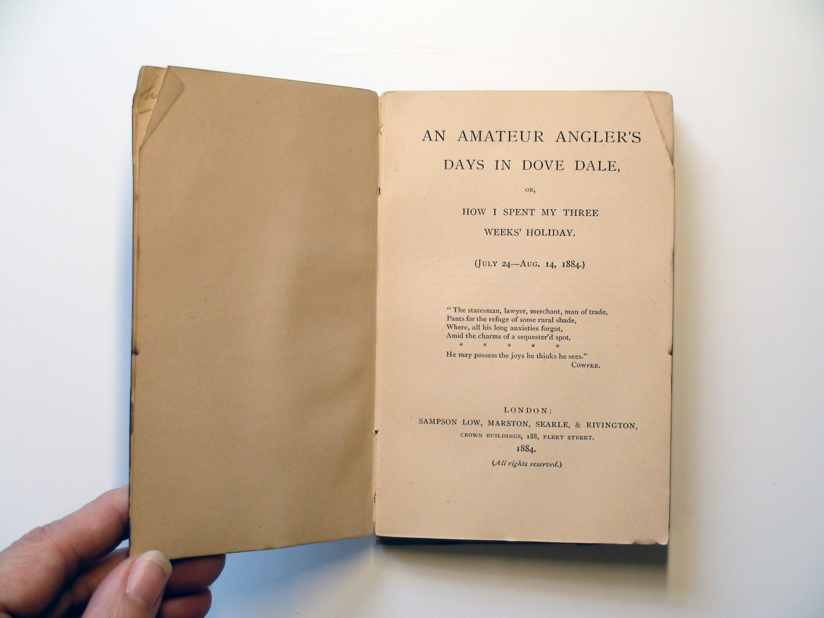 An Amateur Angler's Days In Dove Dale, Edward Marston, Rare, 1st Ed., 1884