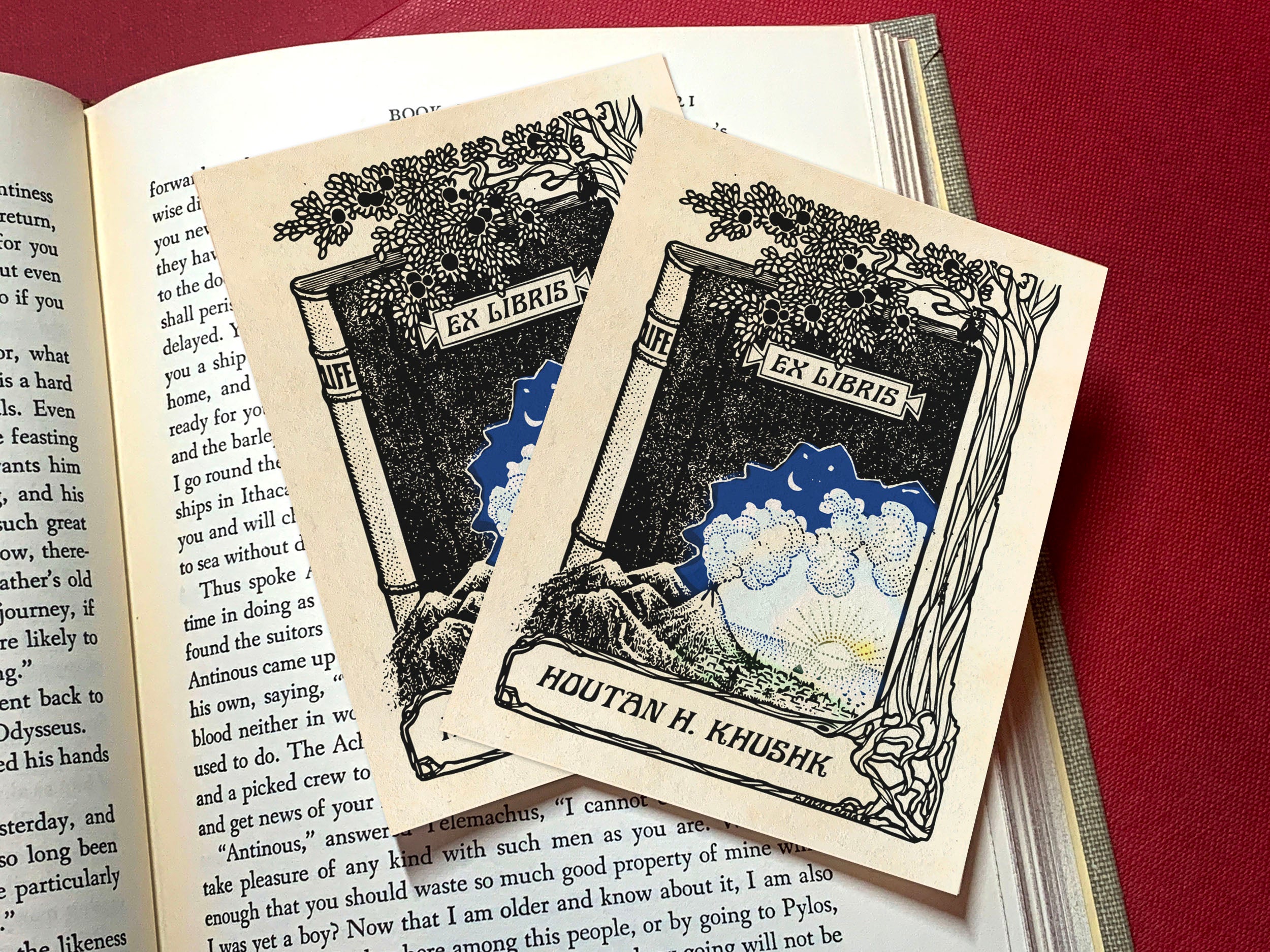 Book of Life, Personalized Ex-Libris Bookplates, Crafted on Traditional Gummed Paper, 3in x 4in, Set of 30