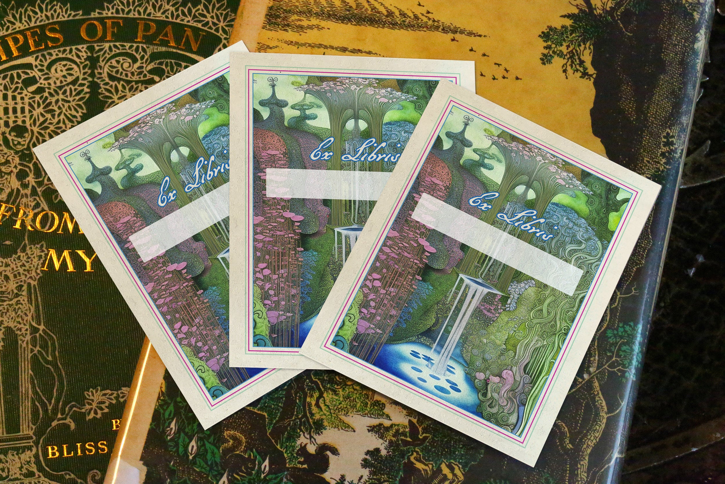Fairy Forest Glen, Personalized Ex-Libris Bookplates, Crafted on Traditional Gummed Paper, 3in x 4in, Set of 30