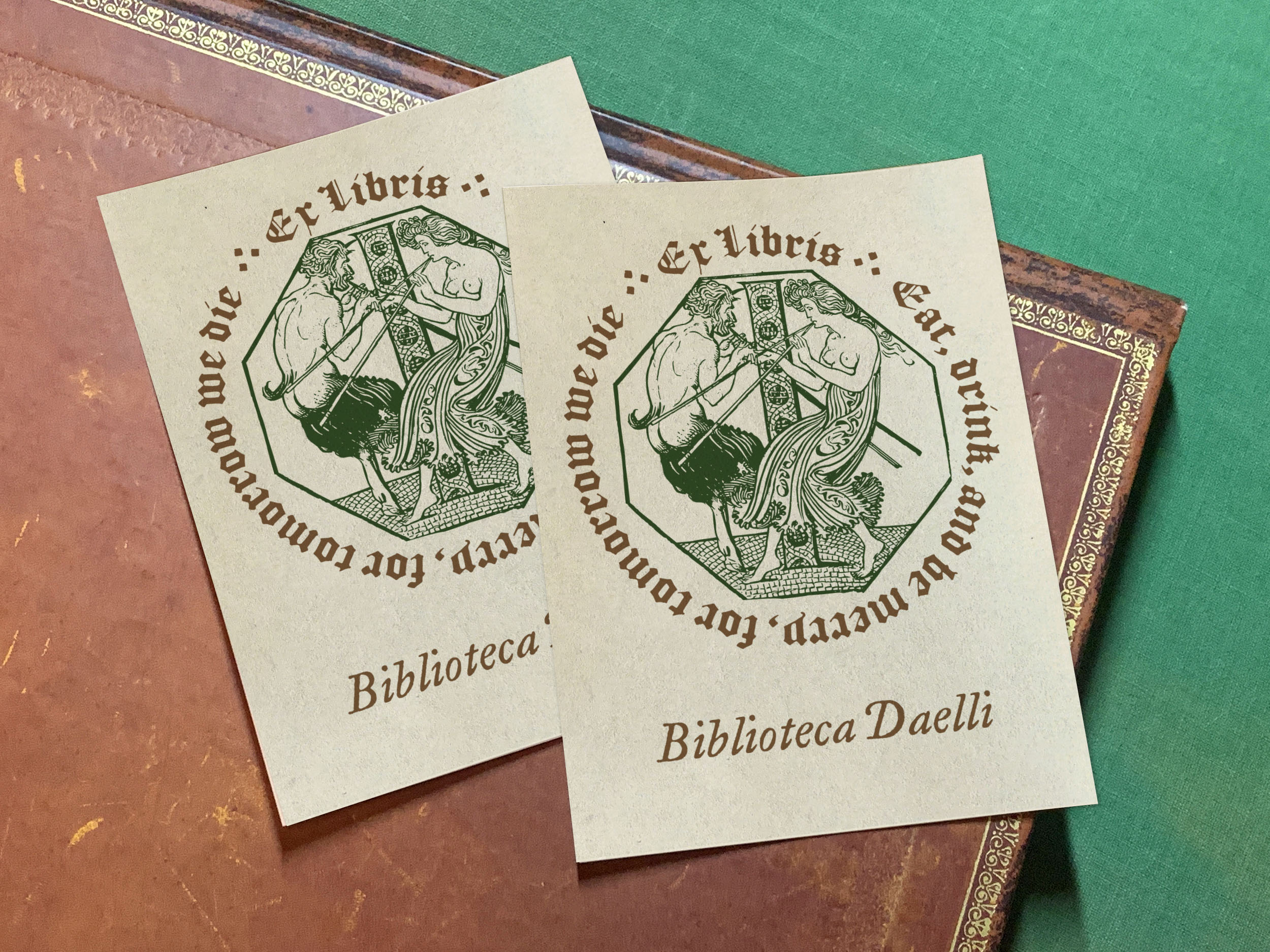 Bacchanalia, Personalized, Ex-Libris Bookplates, Crafted on Traditional Gummed Paper, 3in x 4in, Set of 30