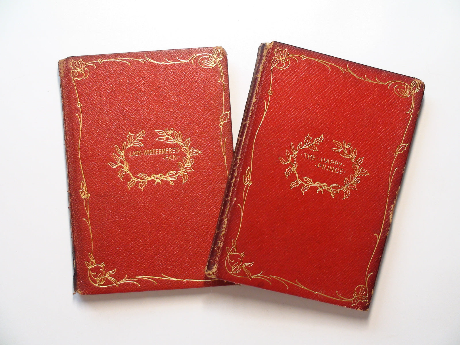 Lady Windemere's Fan, The Happy Prince, by Oscar Wilde, 2 Vols, Leather, c1910s