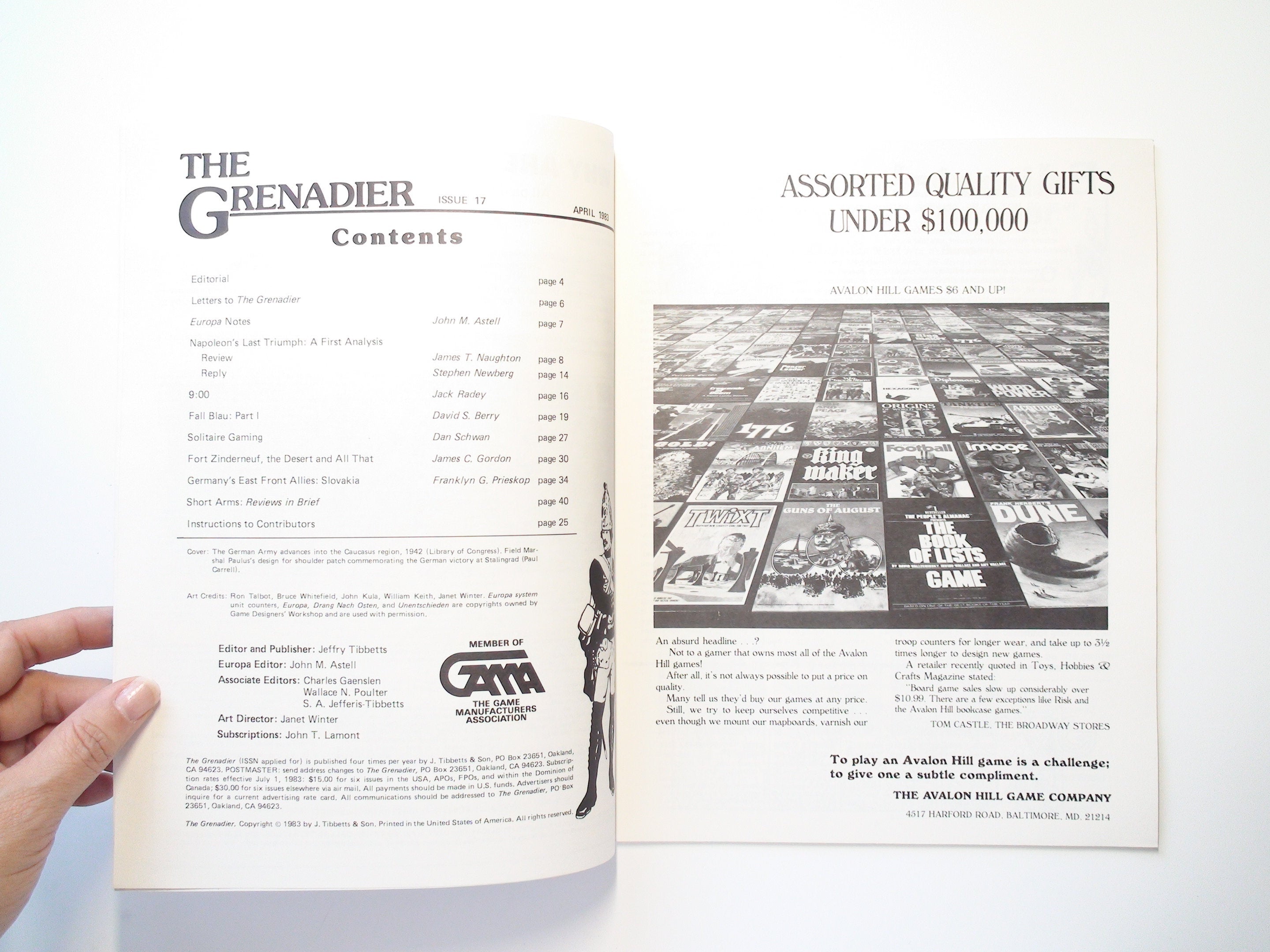The Grenadier Magazine (GDW), #17, War Gaming, Napoleon's Last Triumph, 1983