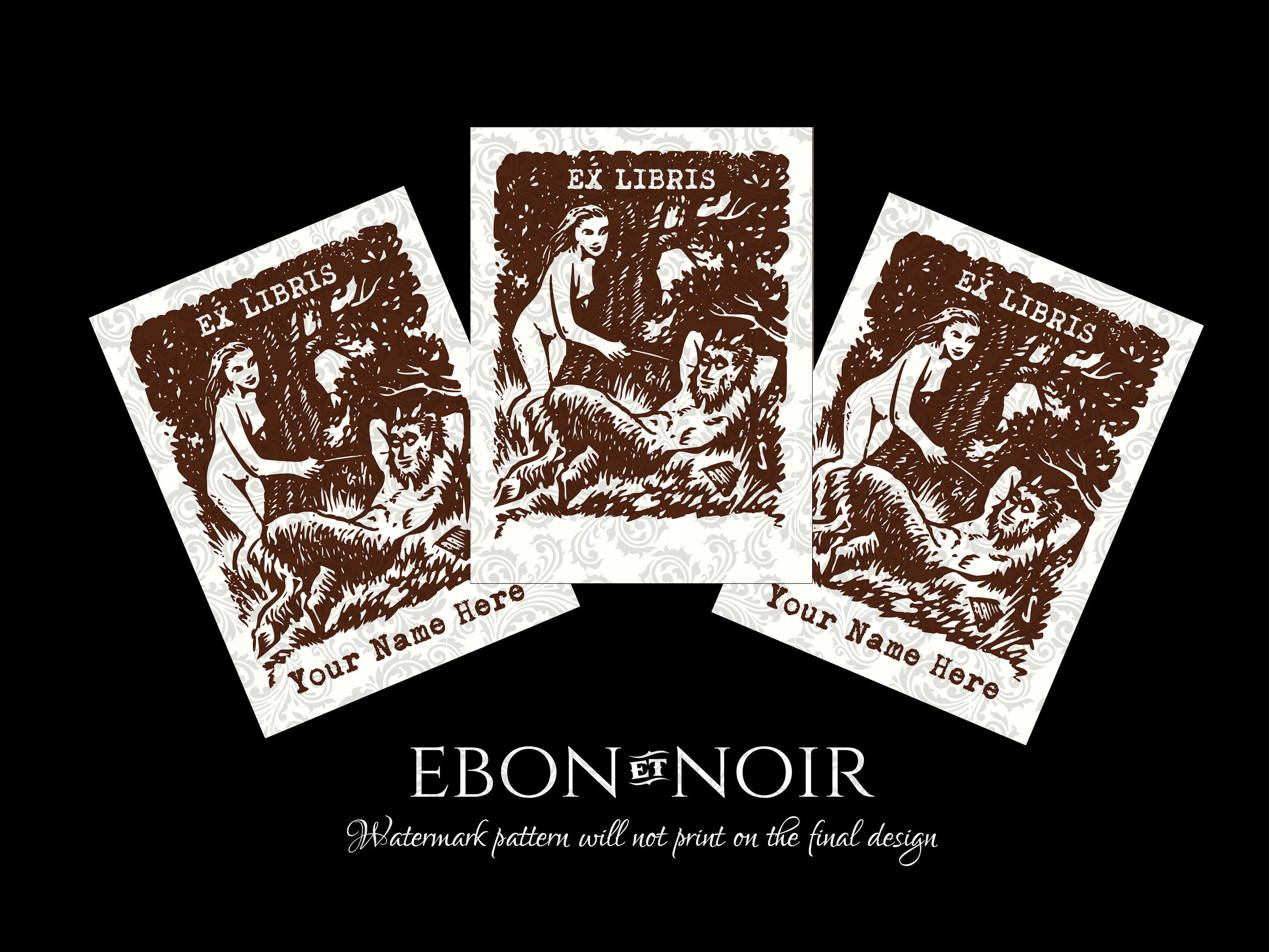 Tickled Satyr, Personalized, Erotic Ex-Libris Bookplates, Crafted on Traditional Gummed Paper, 3in x 4in, Set of 30