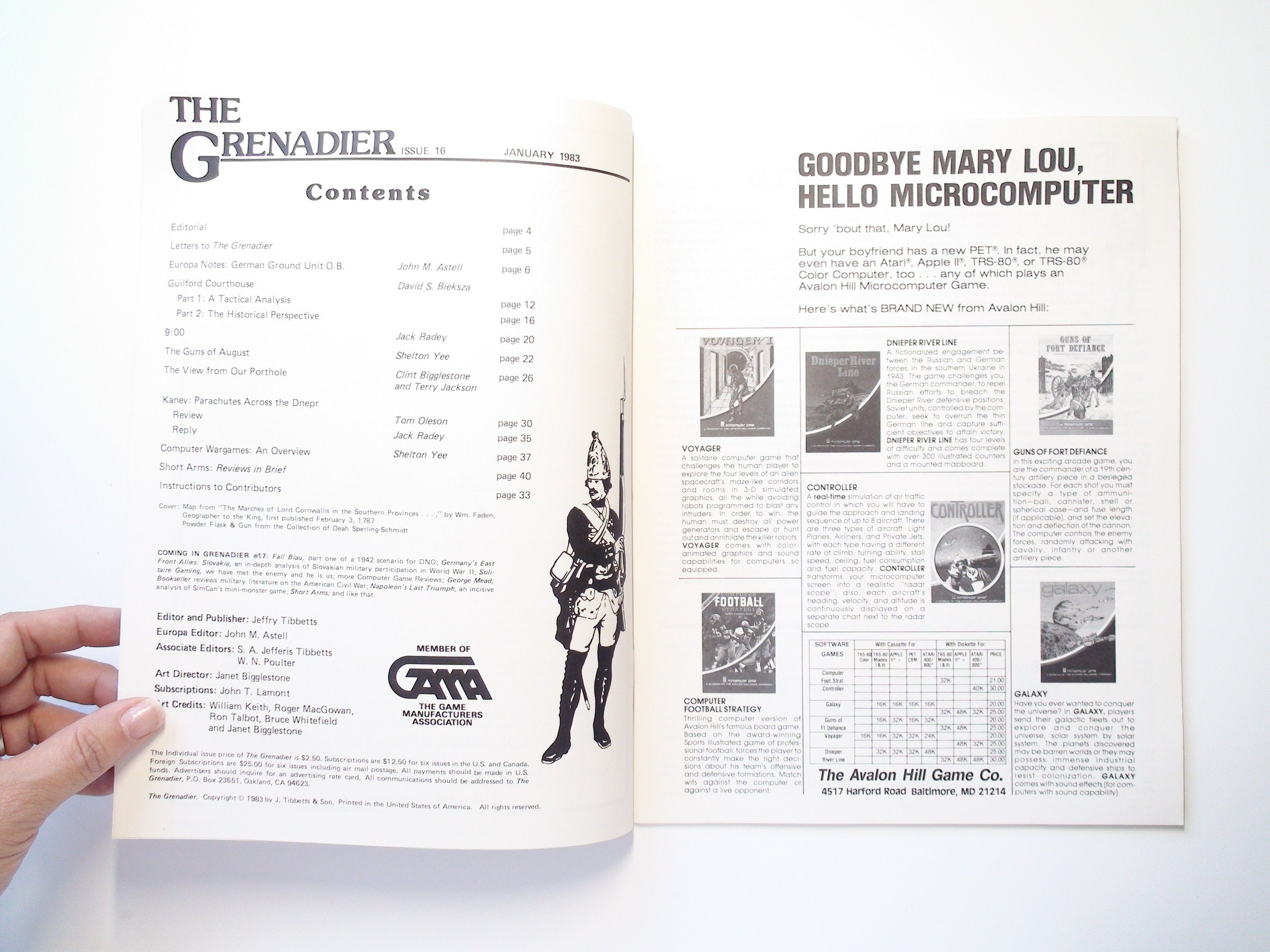 The Grenadier Magazine (GDW), #16, War Gaming, Kanev, Guilford Courthouse, 1983