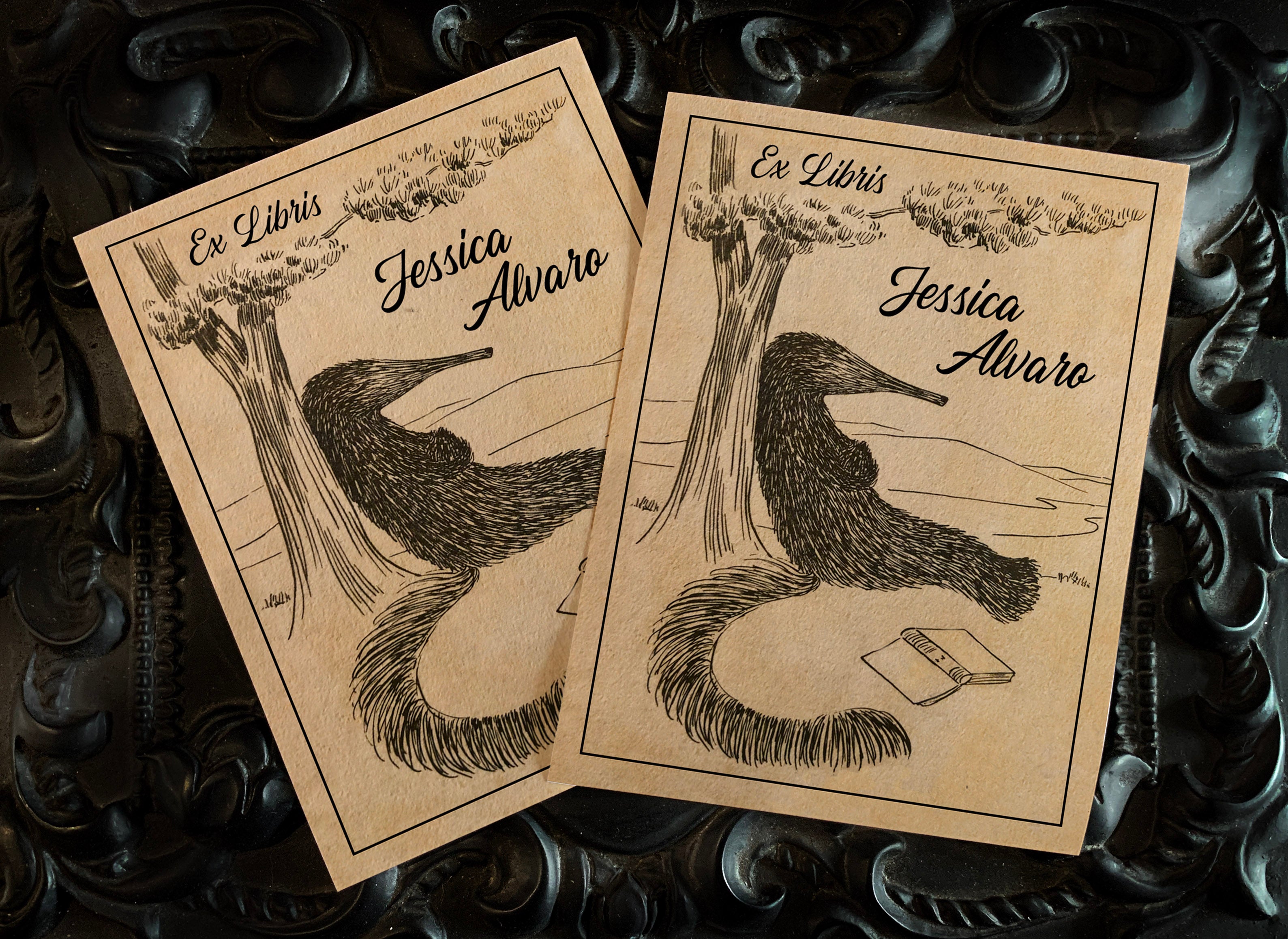Anteater, Personalized Ex-Libris Bookplates, Crafted on Traditional Gummed Paper, 3in x 4in, Set of 30