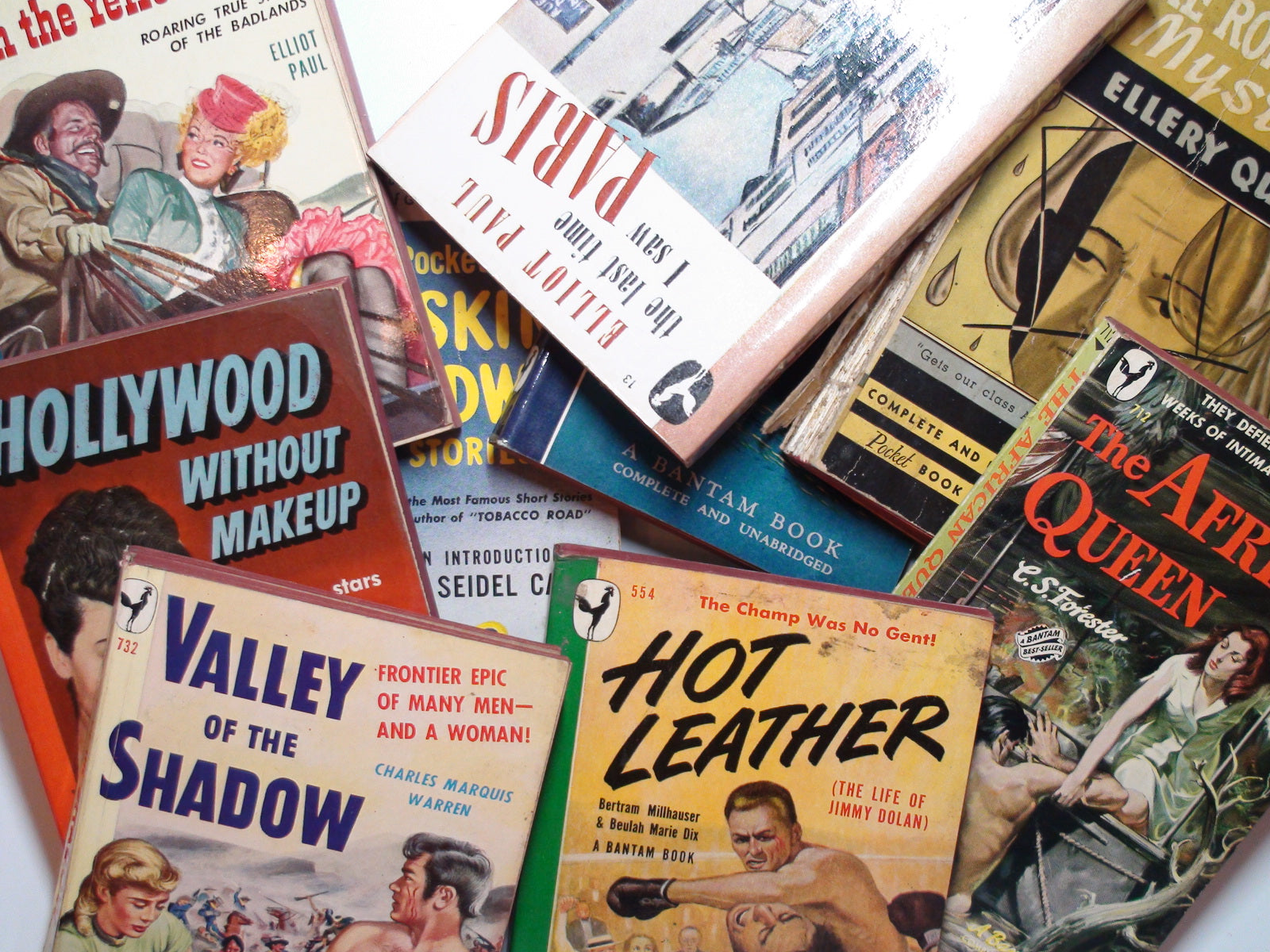 Lot of 10 Vintage Paperbacks, Pulp Fiction, Western, Novels, c1940s