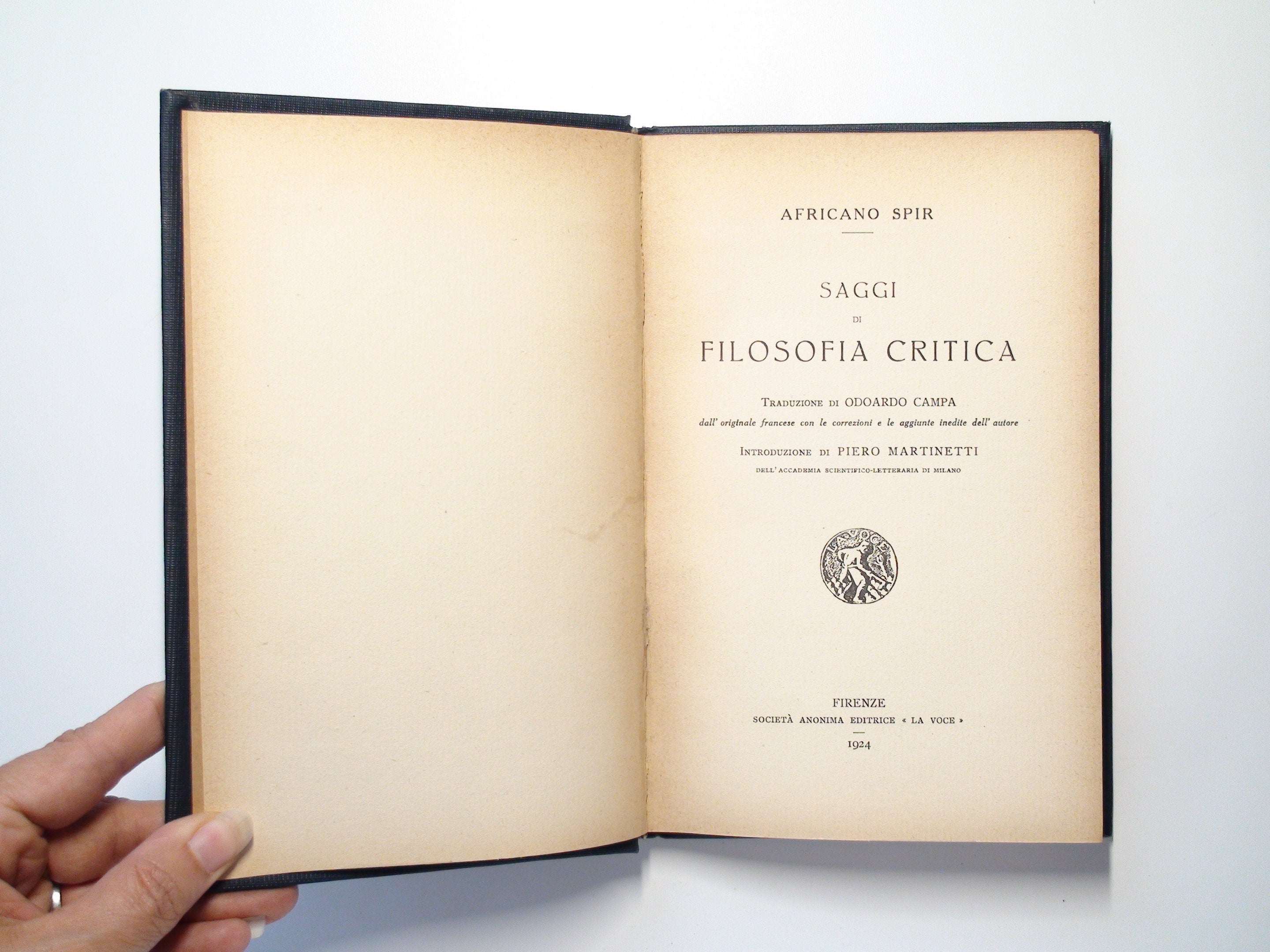 Saggi di Filosofia Critica, Africano Spir, Italian Language, 1924