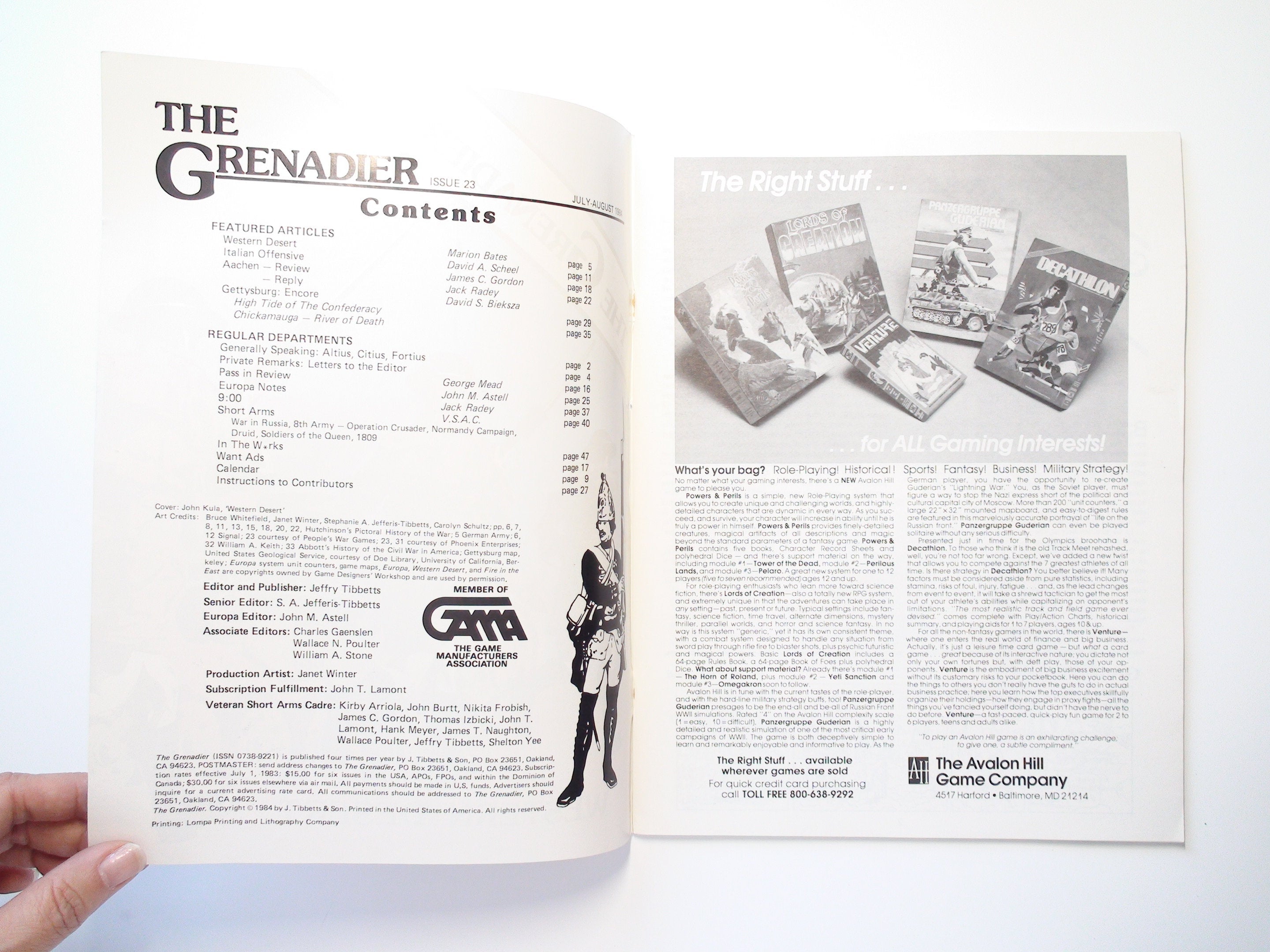 The Grenadier Magazine (GDW), #23, Vintage War Gaming, Western Dessert, 1984