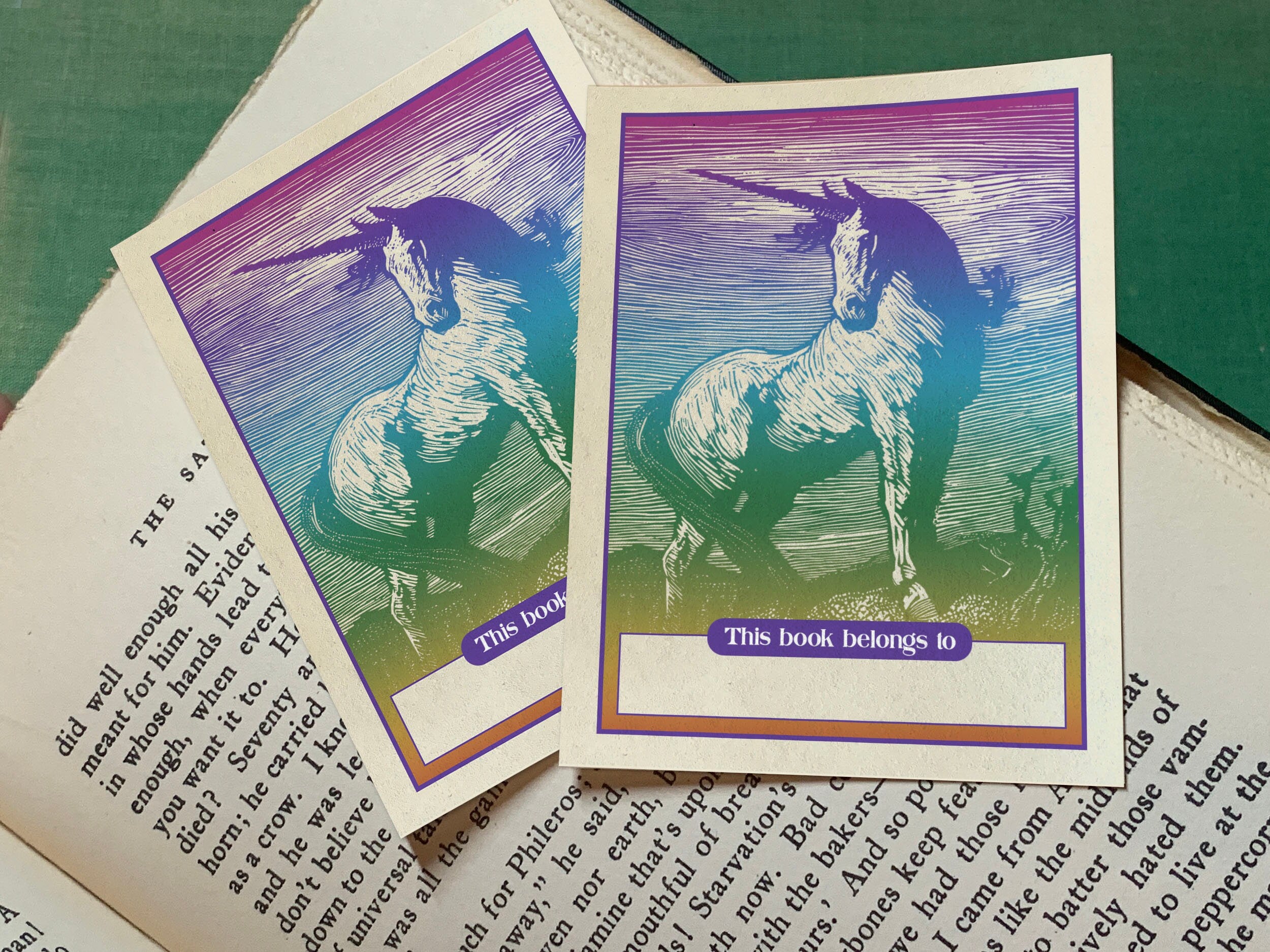 Unicorn by Lionel Lindsay, Personalized Ex-Libris Bookplates, Crafted on Traditional Gummed Paper, 3in x 4in, Set of 30