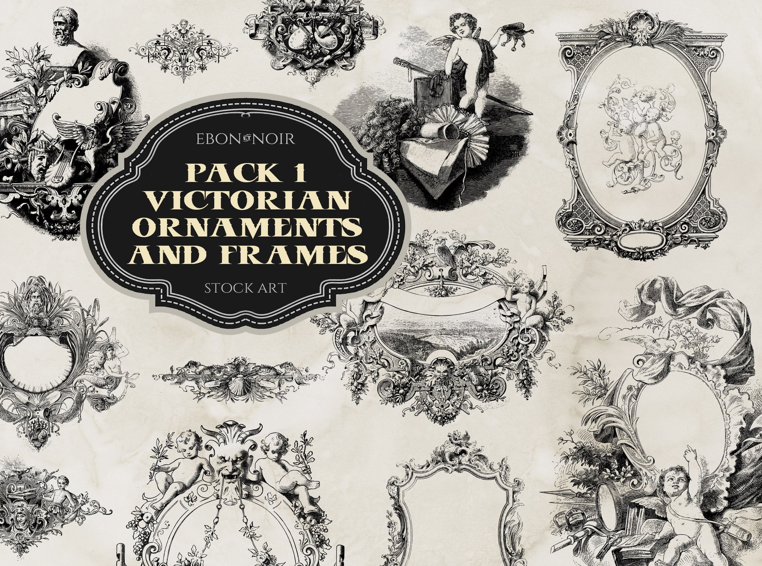 20 JPG's and EPS's of Victorian Frames and Ornaments, Pack I, 1890s