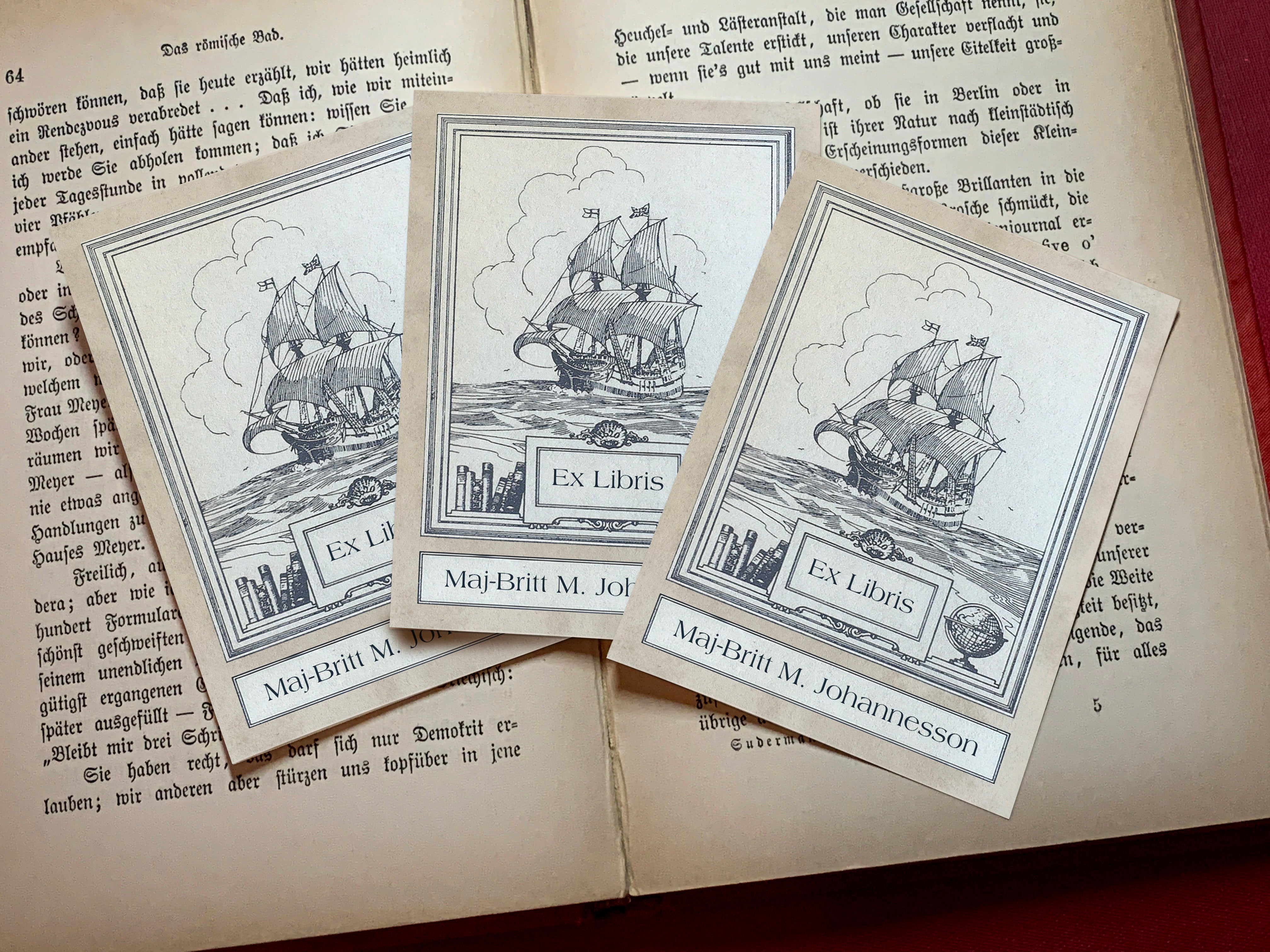 Trade Winds, Personalized Naval Ex-Libris Bookplates, Crafted on Traditional Gummed Paper, 3in x 4in, Set of 30