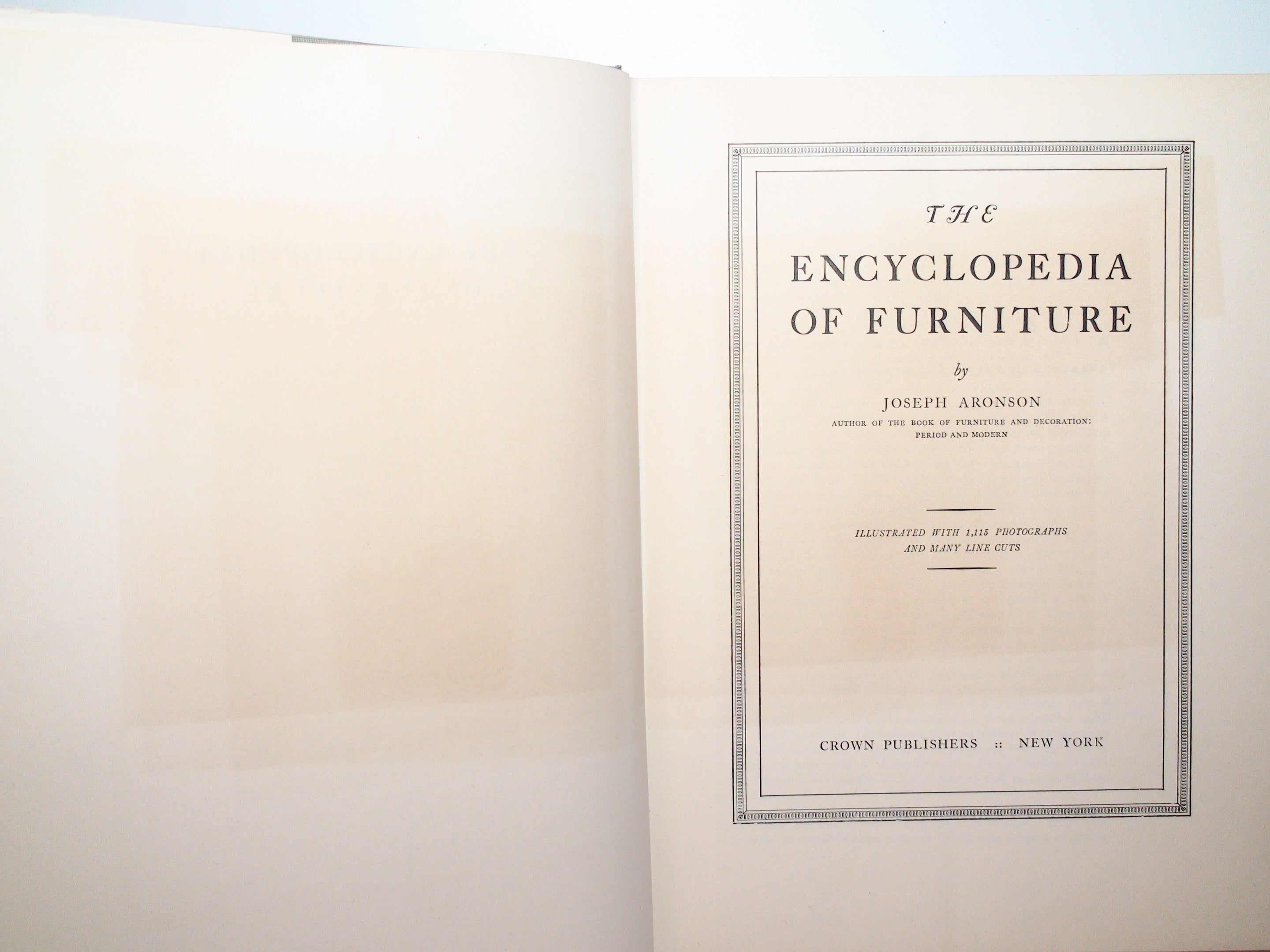The Encyclopedia of Furniture by Joseph Aronson, With 1,115 Illustrations, 1948