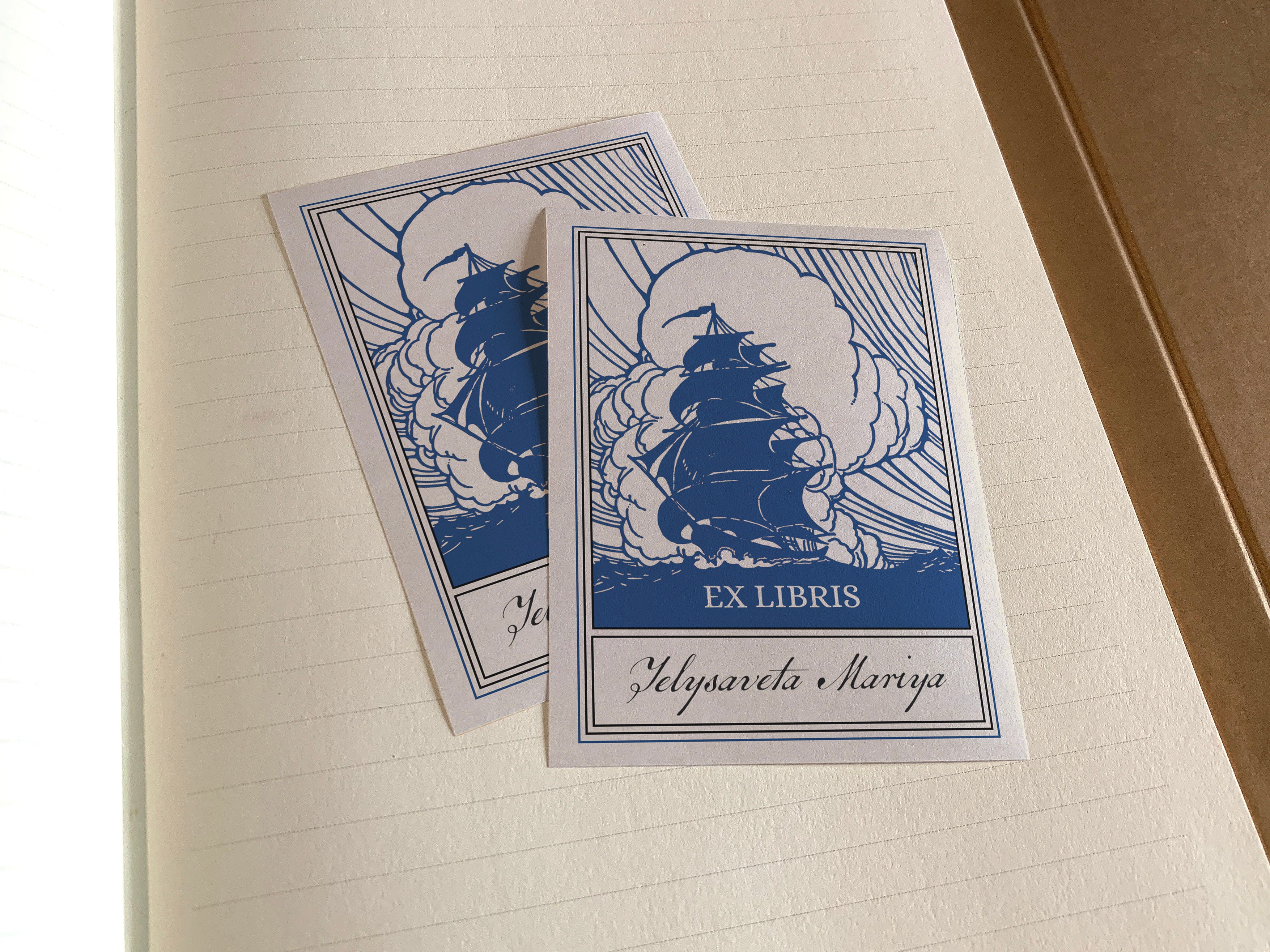 Sailing the High Seas, Personalized Naval Ex-Libris Bookplates, Crafted on Traditional Gummed Paper, 3in x 4in, Set of 30