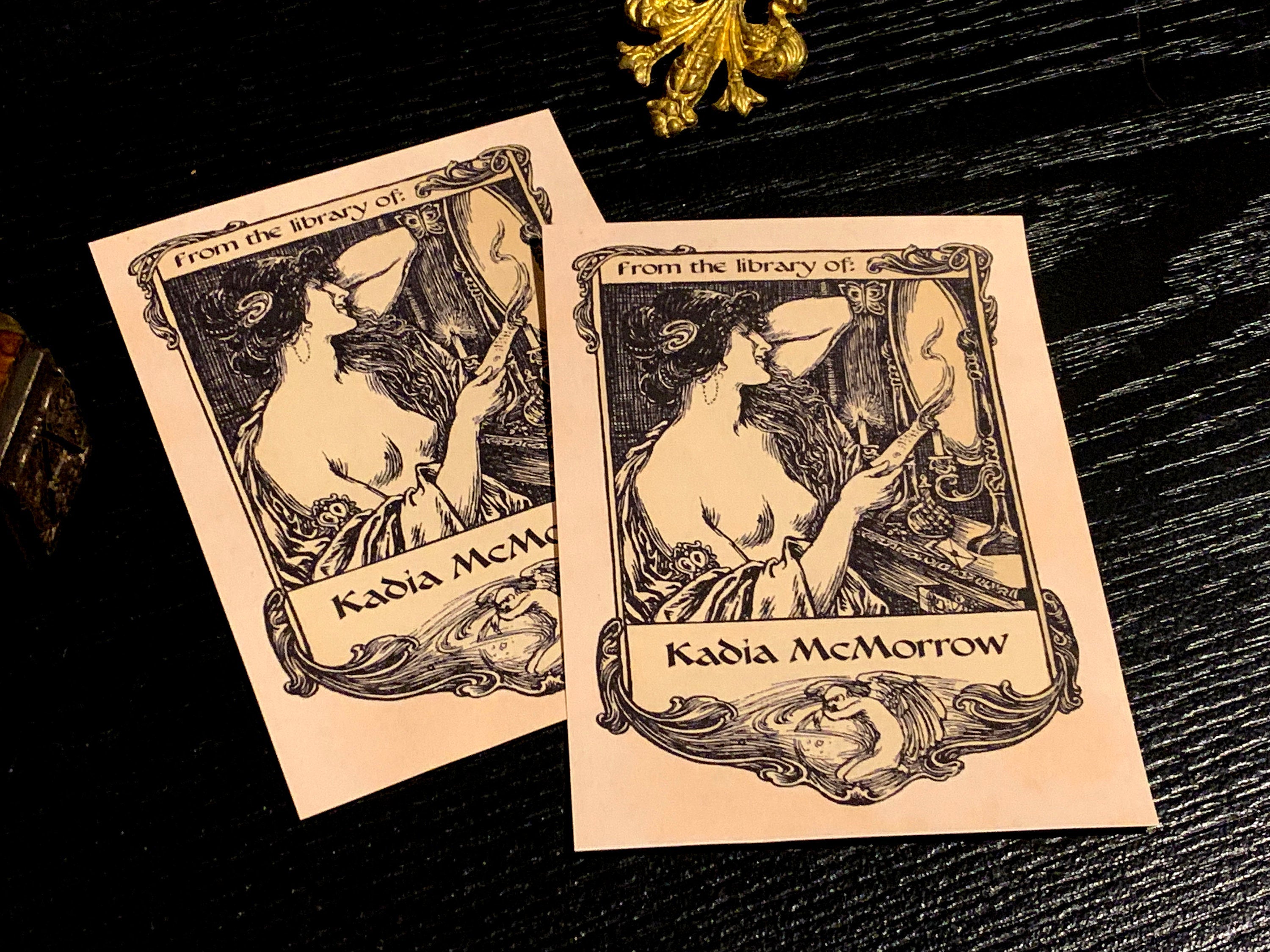 Love Letter, Personalized Erotic Ex-Libris Bookplates, Crafted on Traditional Gummed Paper, 3in x 4in, Set of 30