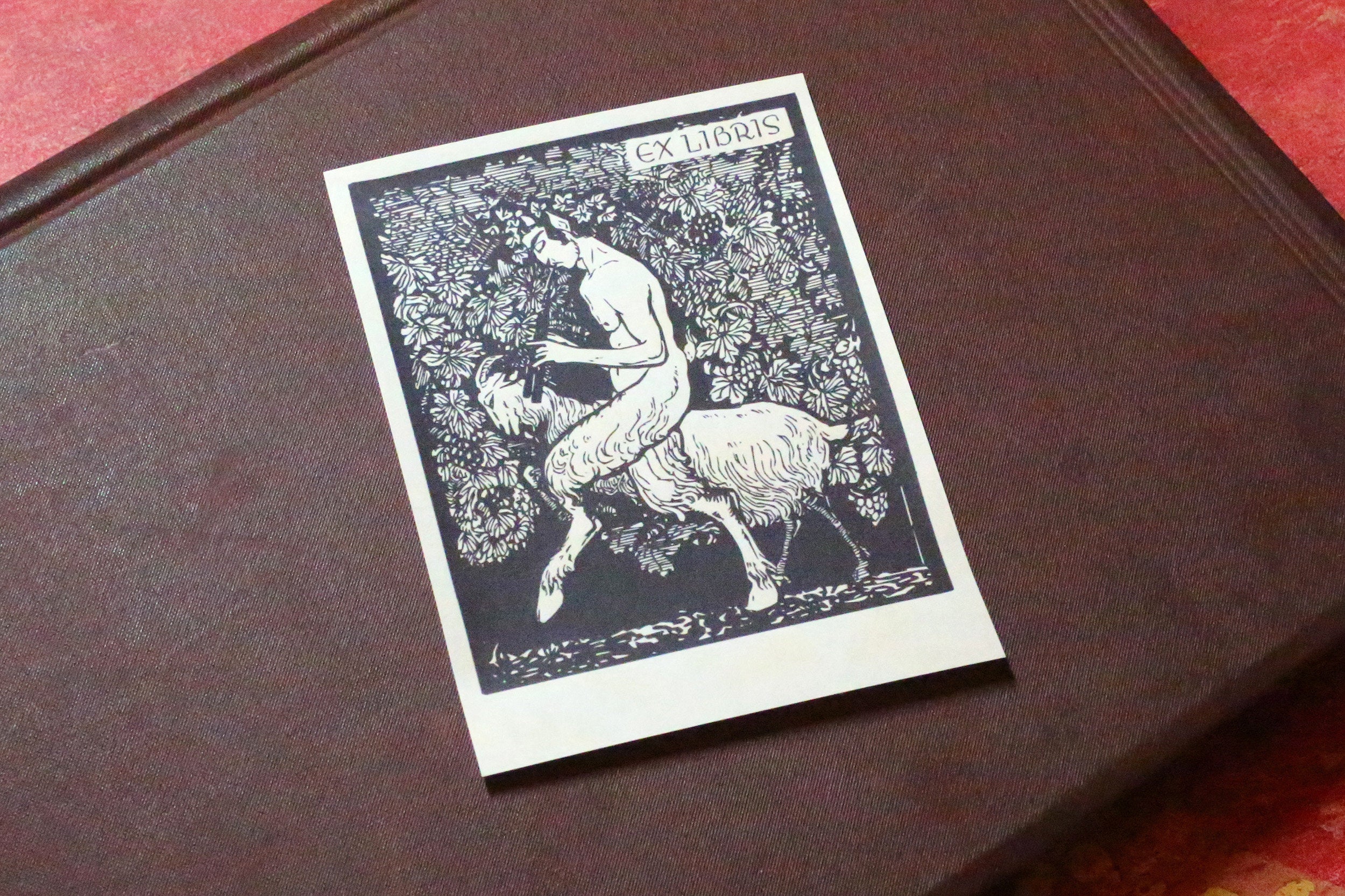 Satyr and Goat, Personalized, Ex-Libris Bookplates, Crafted on Traditional Gummed Paper, 3in x 4in, Set of 30