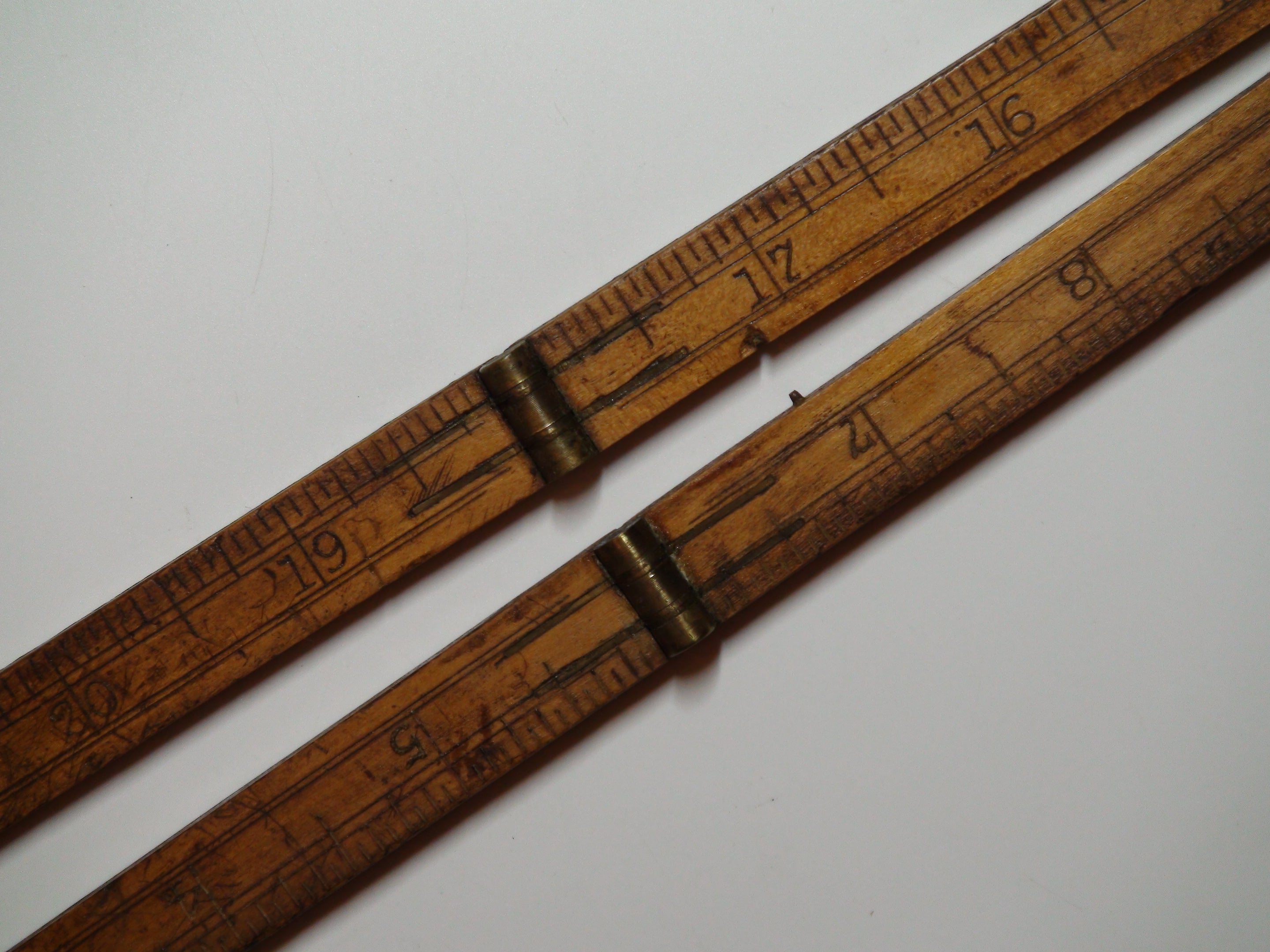 Vintage Stanley Rule & Level Co. No. 68, 24in 4-Fold Carpenter Ruler, Brass and Boxwood