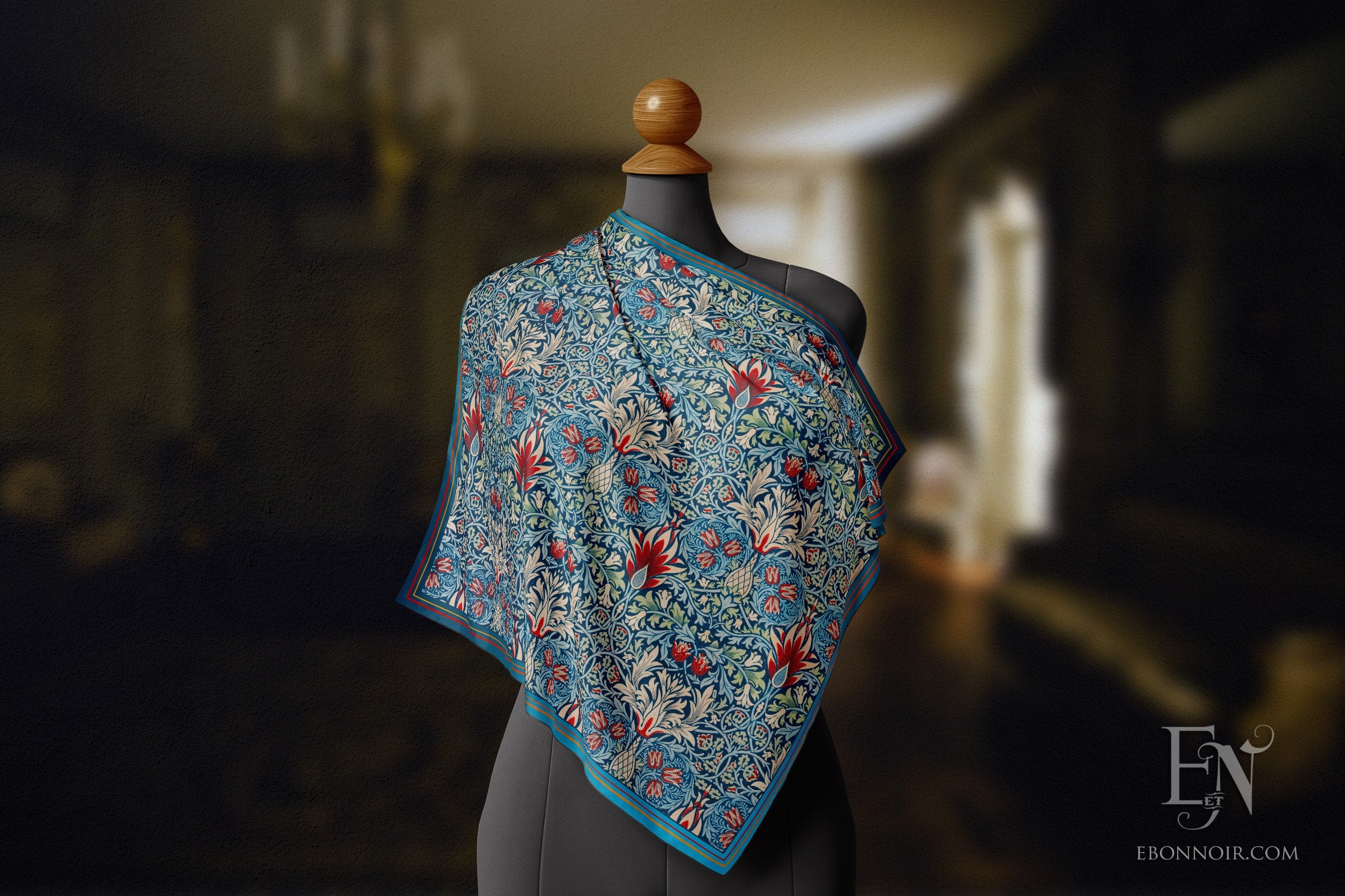 William Morris, Snakehead Pattern, Luxurious Square Scarf/Wrap/Boho Shawl, Made to Order, Handmade and Cruelty-Free