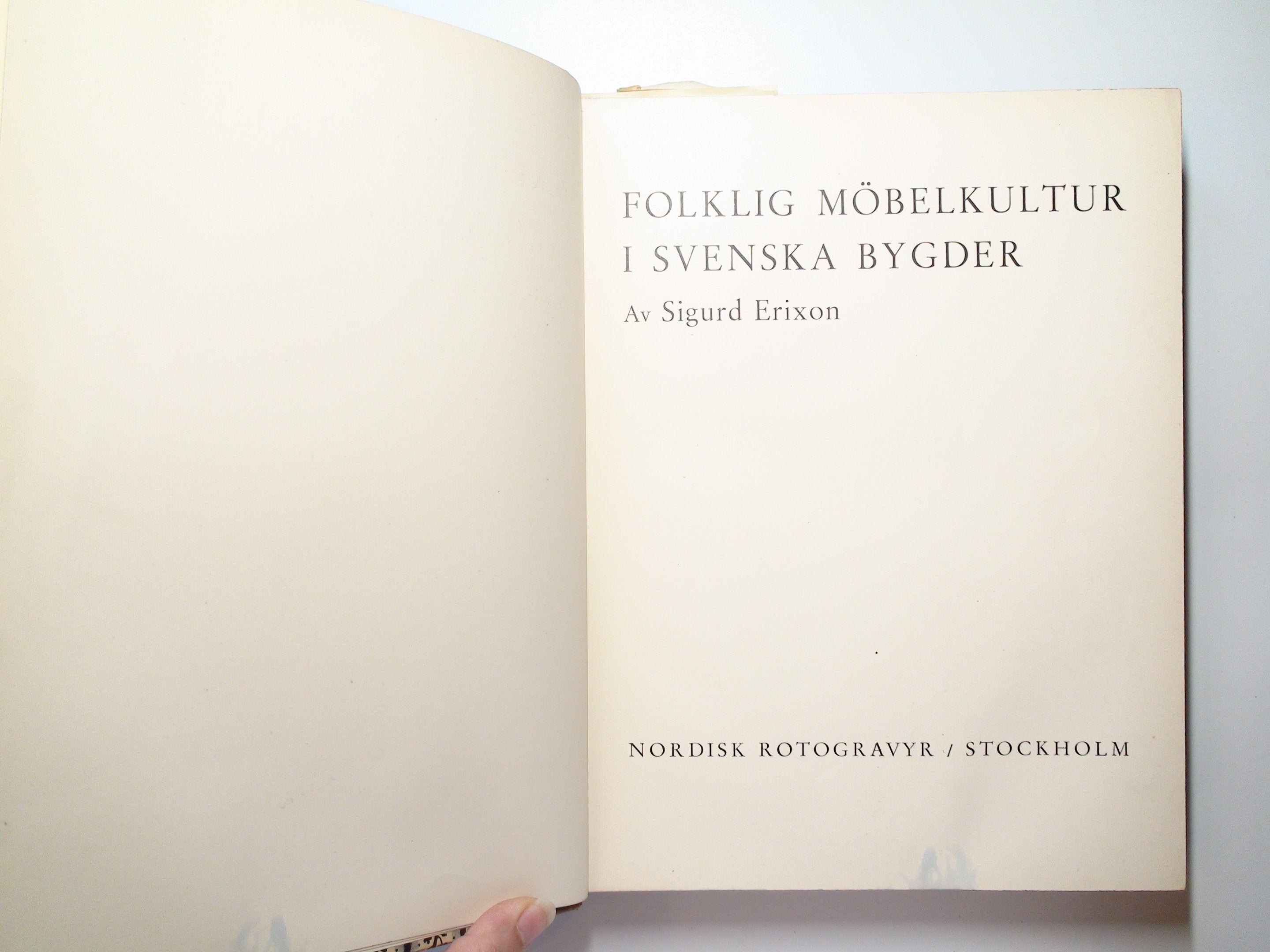 Folklig Möbelkultur i Svenska Bygder, Sigurd Erixon, Swedish, 1st Ed, 1938