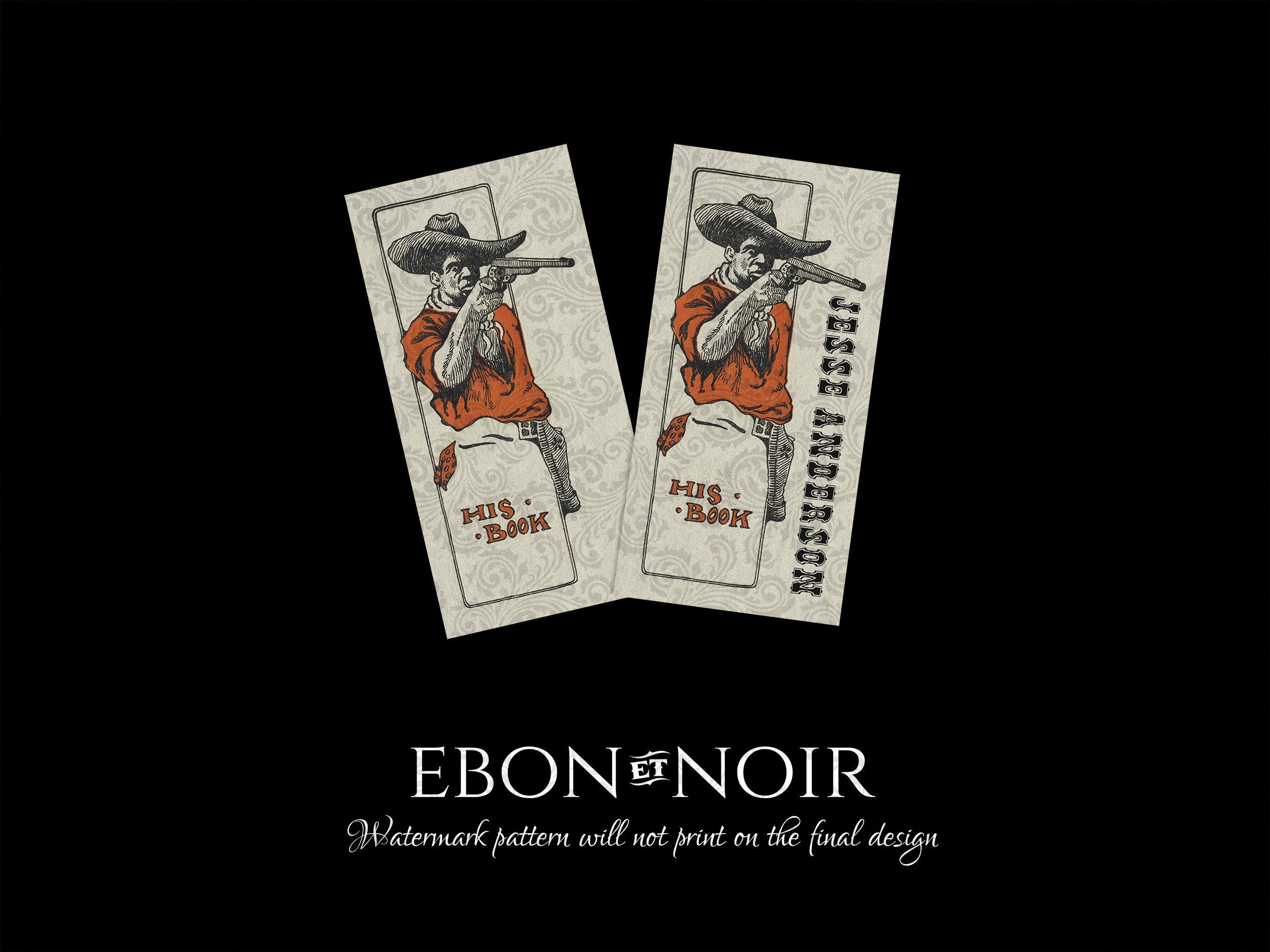 Black Cowboy, Personalized Ex-Libris Bookplates For Him, Crafted on Traditional Gummed Paper, 4in x 2in, Set of 30