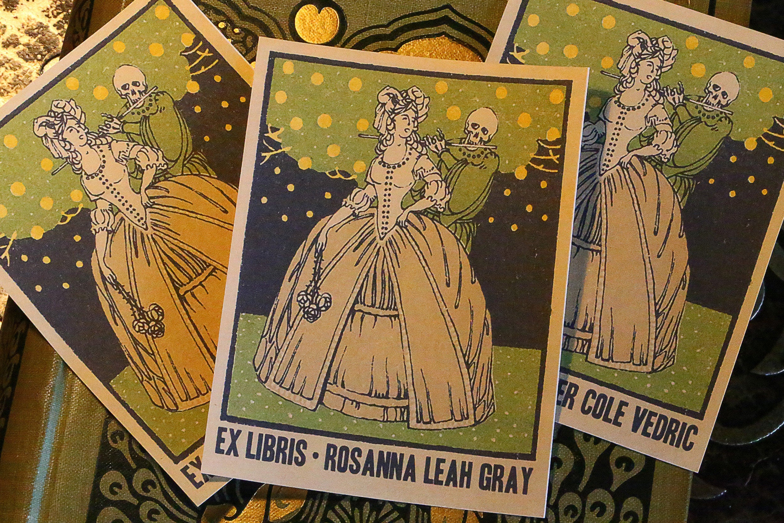 Death Wooing Beauty, Personalized Ex-Libris Bookplates, Crafted on Traditional Gummed Paper, 3in x 4in, Set of 30