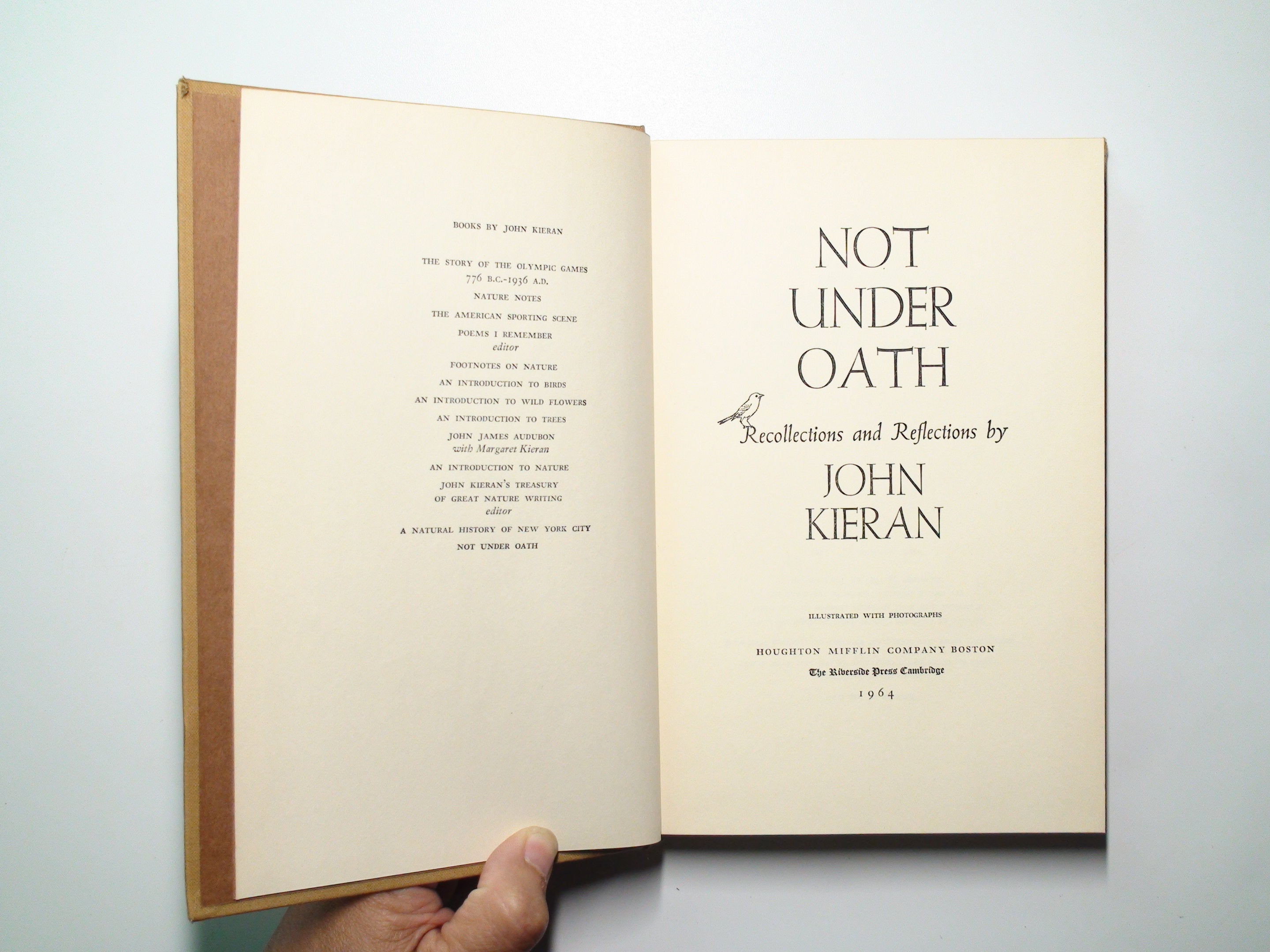 Not Under Oath, SIGNED by John Kieran, 1st Ed, 1st Printing, 1964