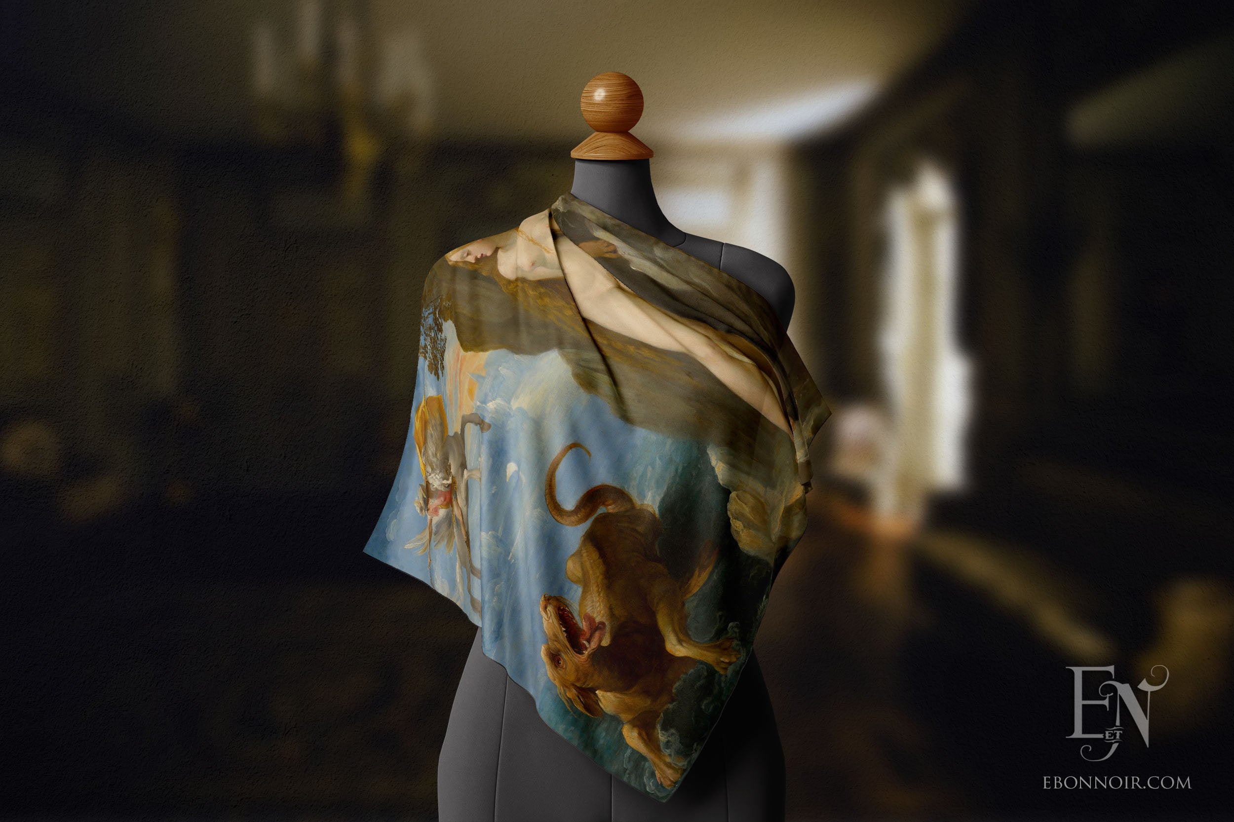 Andromeda by Cavalier D'Arpino, Luxurious Square Scarf/Wrap/Boho Shawl, Made to Order, Handmade and Cruelty Free