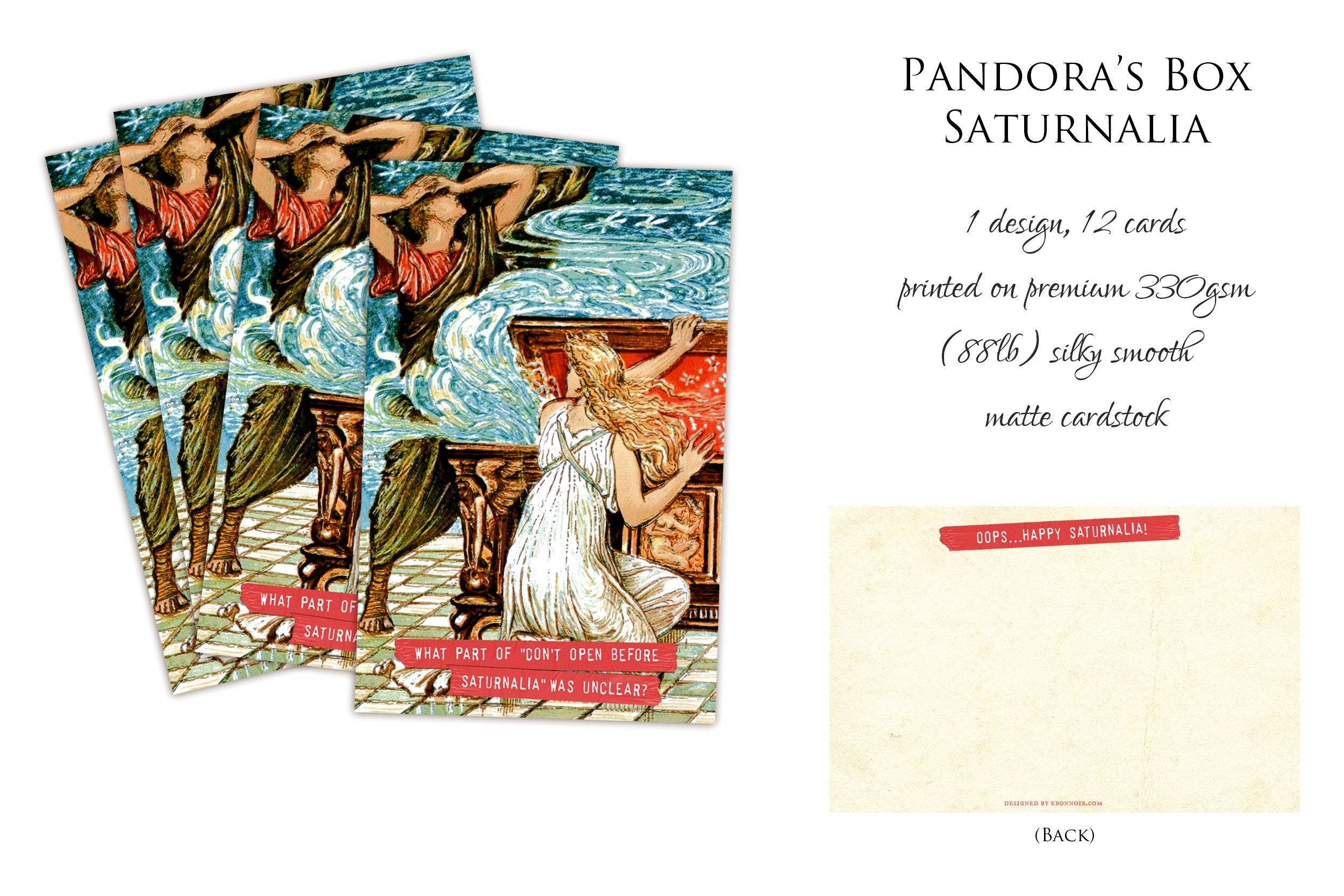 Pandora's Box Saturnalia Pagan Holiday Postcards/Greeting Cards, Exclusively Designed, 12 Cards