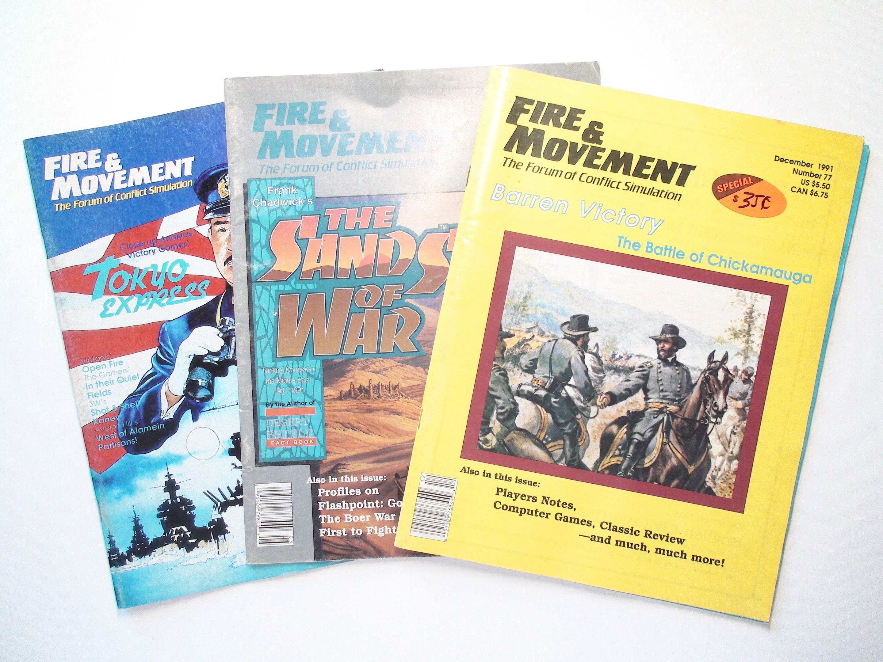 Fire and Movement, War Gaming Magazine, Lot of 3 Issues, No 59, 77, 80, 1989-92