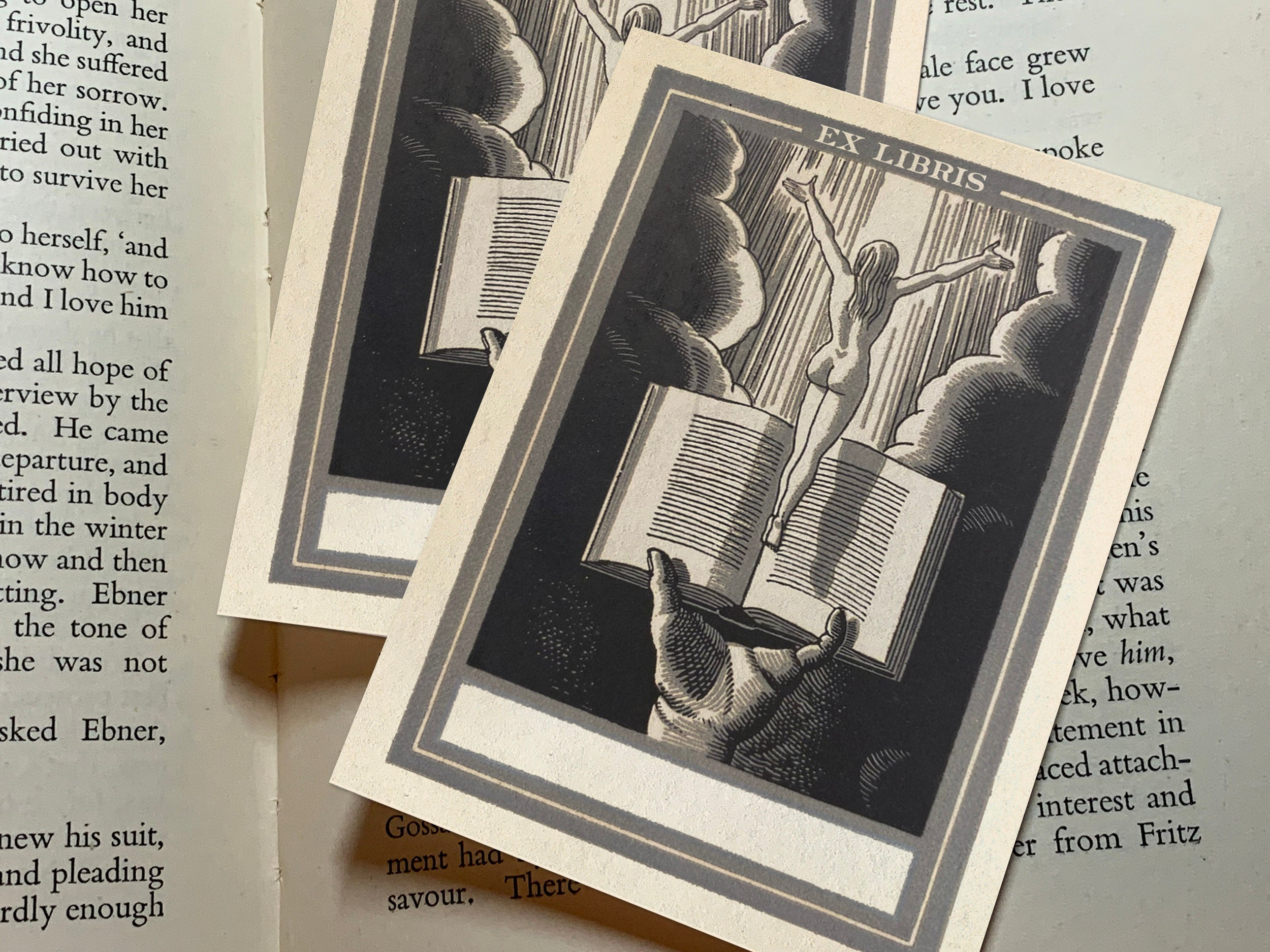 Ascending, Personalized Erotic Ex-Libris Bookplates, Crafted on Traditional Gummed Paper, 3in x 4in, Set of 30