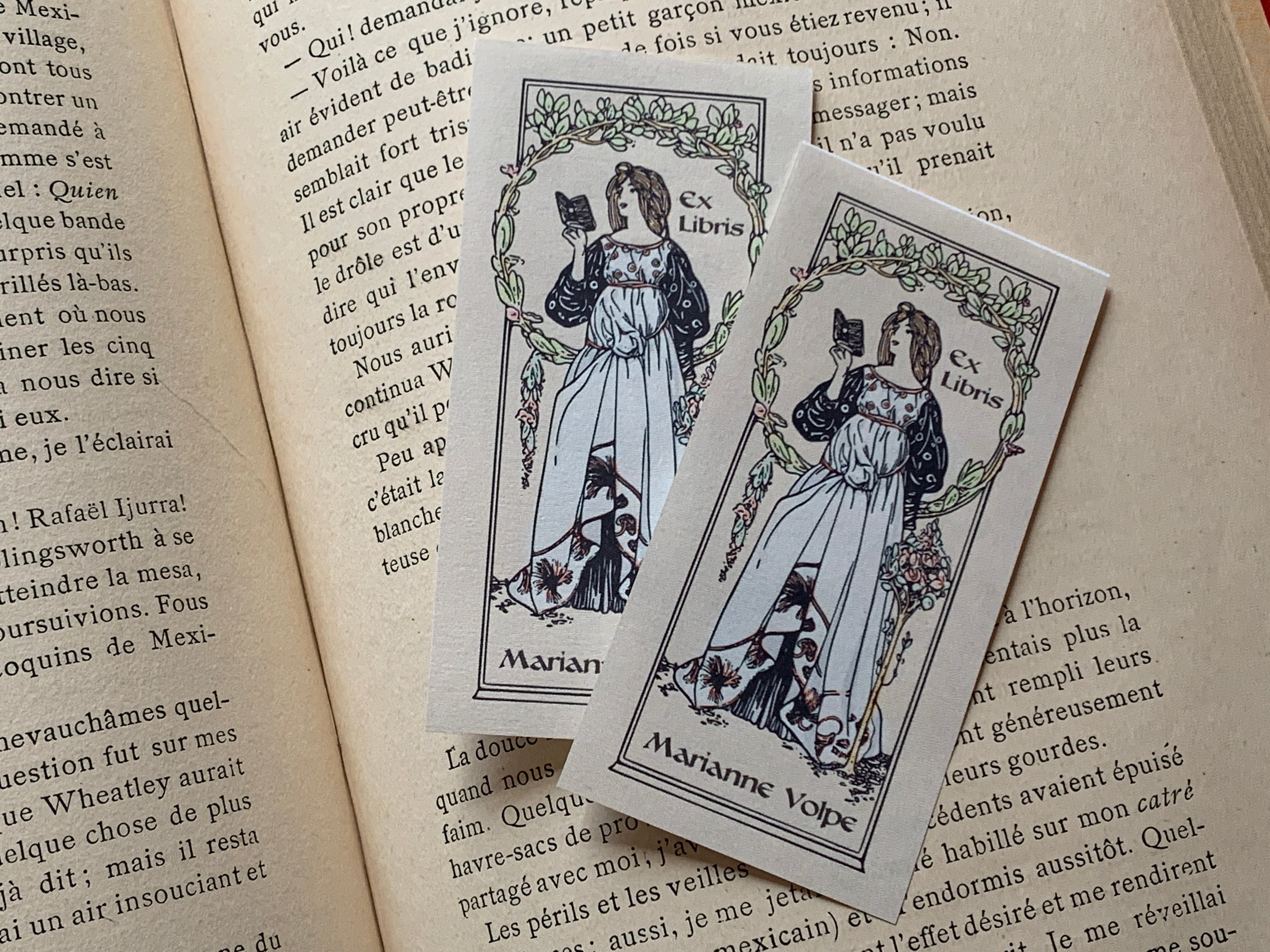 Spring Maiden, Personalized Ex-Libris Bookplates, Crafted on Traditional Gummed Paper, 2in x 4in, Set of 30
