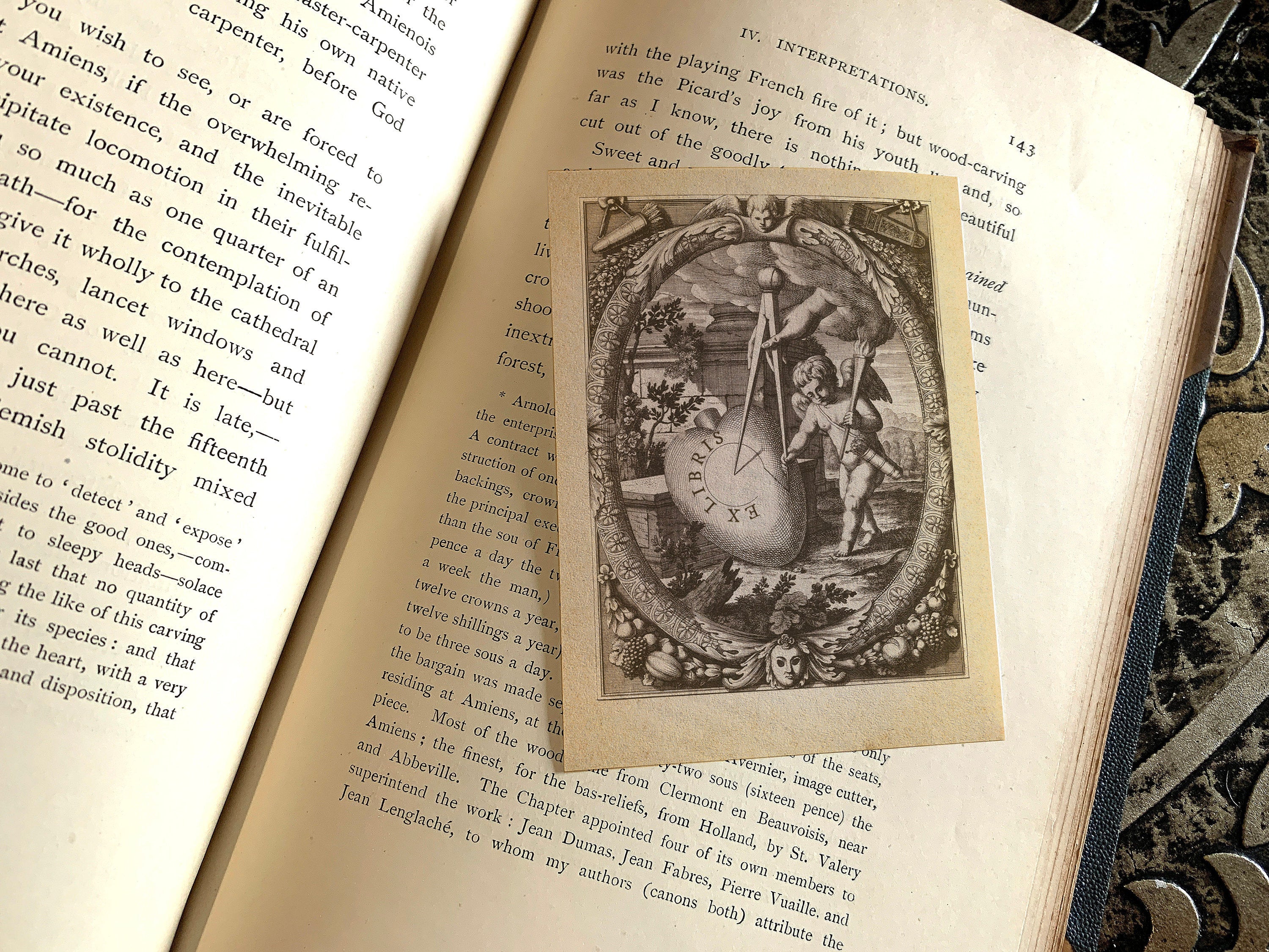 Love's Compass, Personalized Baroque Ex-Libris Bookplates, Crafted on Traditional Gummed Paper, 3in x 4in, Set of 30