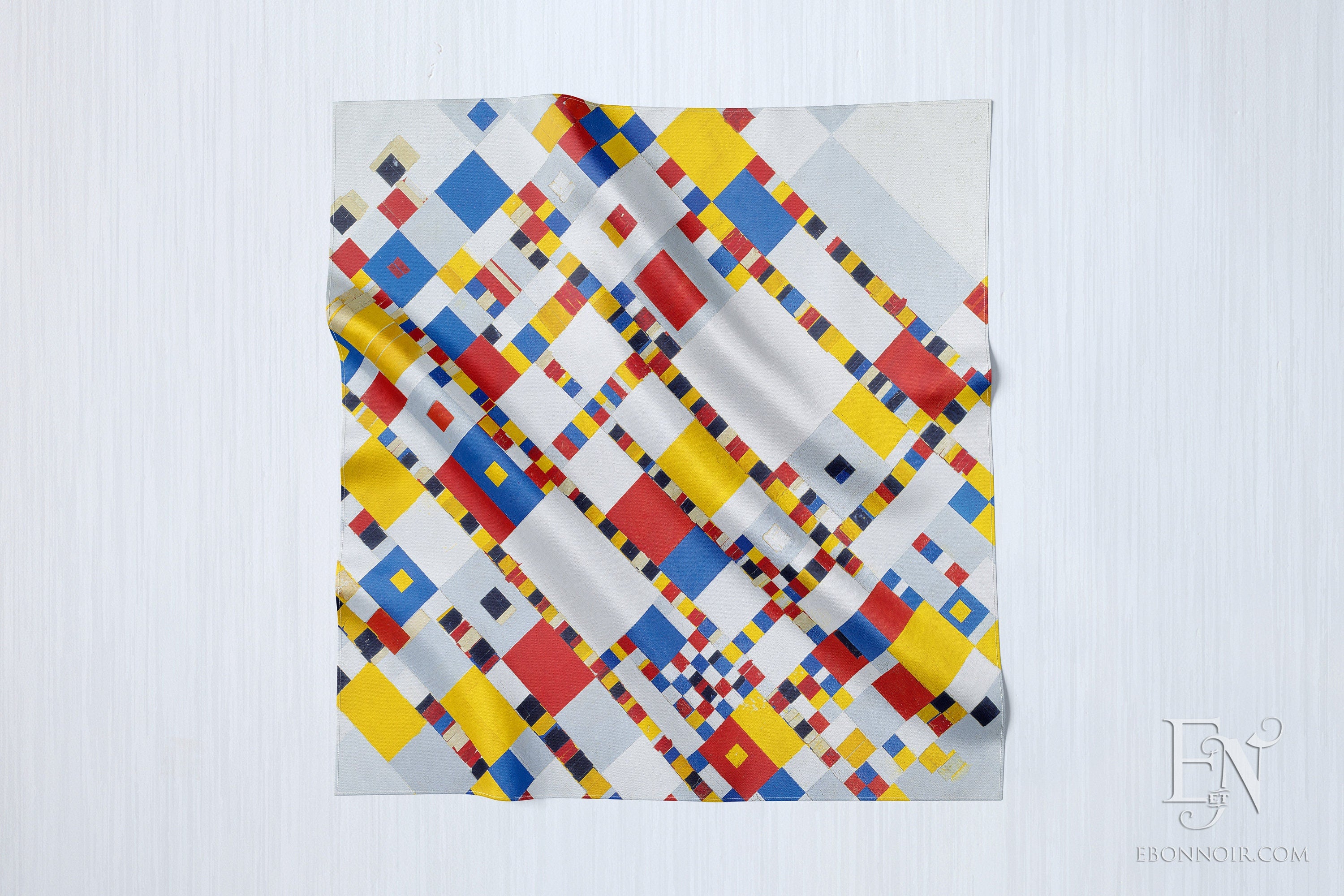Victory Boogie Woogie by Piet Mondrian, Luxurious Square Scarf/Wrap/Boho Shawl, Made to Order, Handmade and Cruelty-Free