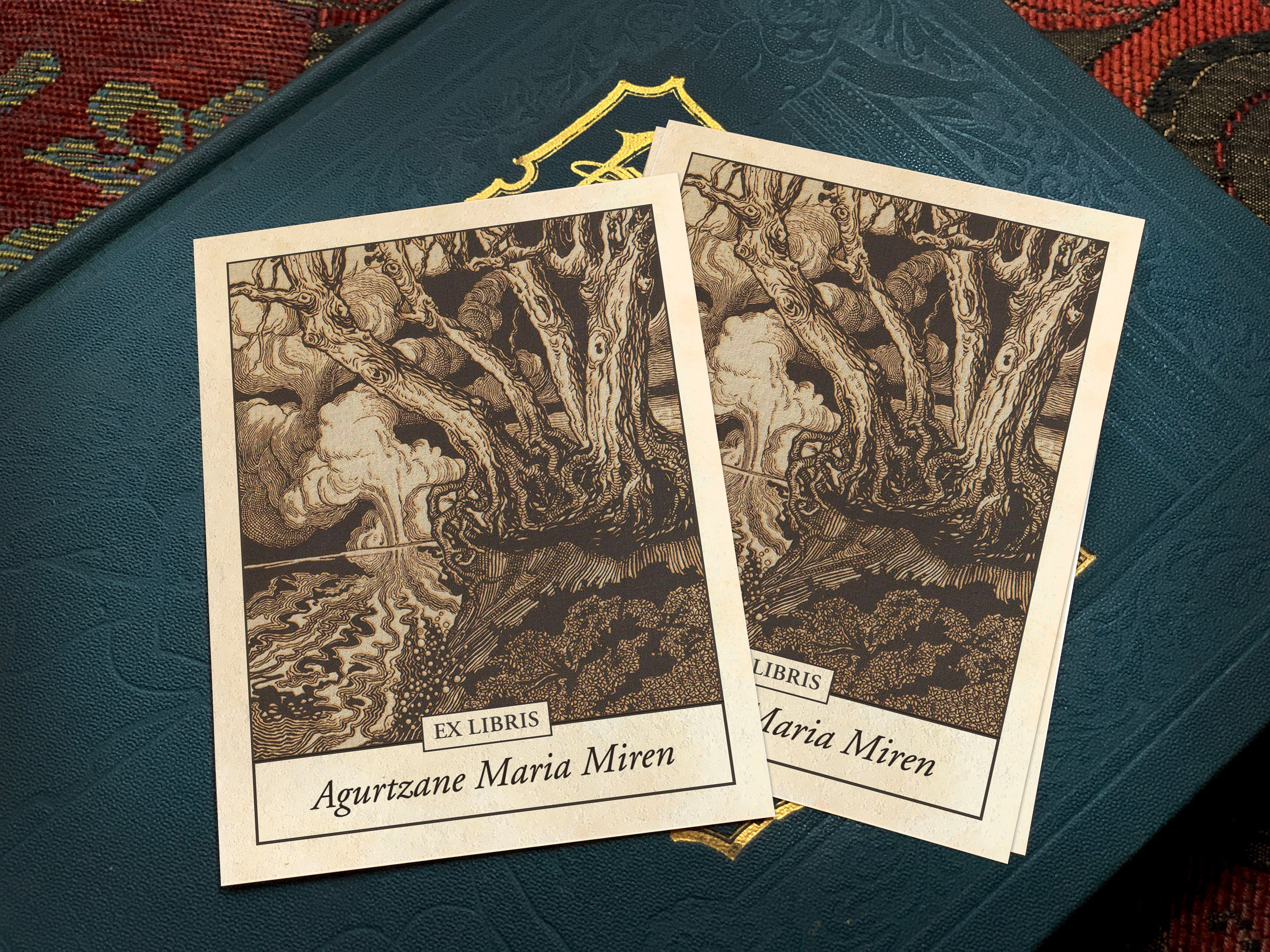 Dark Days, Personalized Dark Academia Ex-Libris Bookplates, Crafted on Traditional Gummed Paper, 3in x 4in, Set of 30
