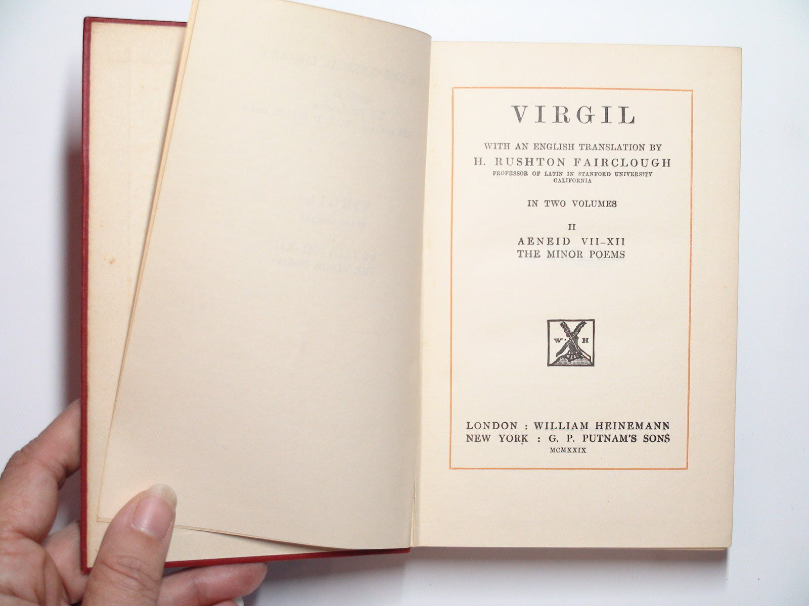 Virgil, With An English Translation by H. Rushton Fairclough, Two Vols, 1929