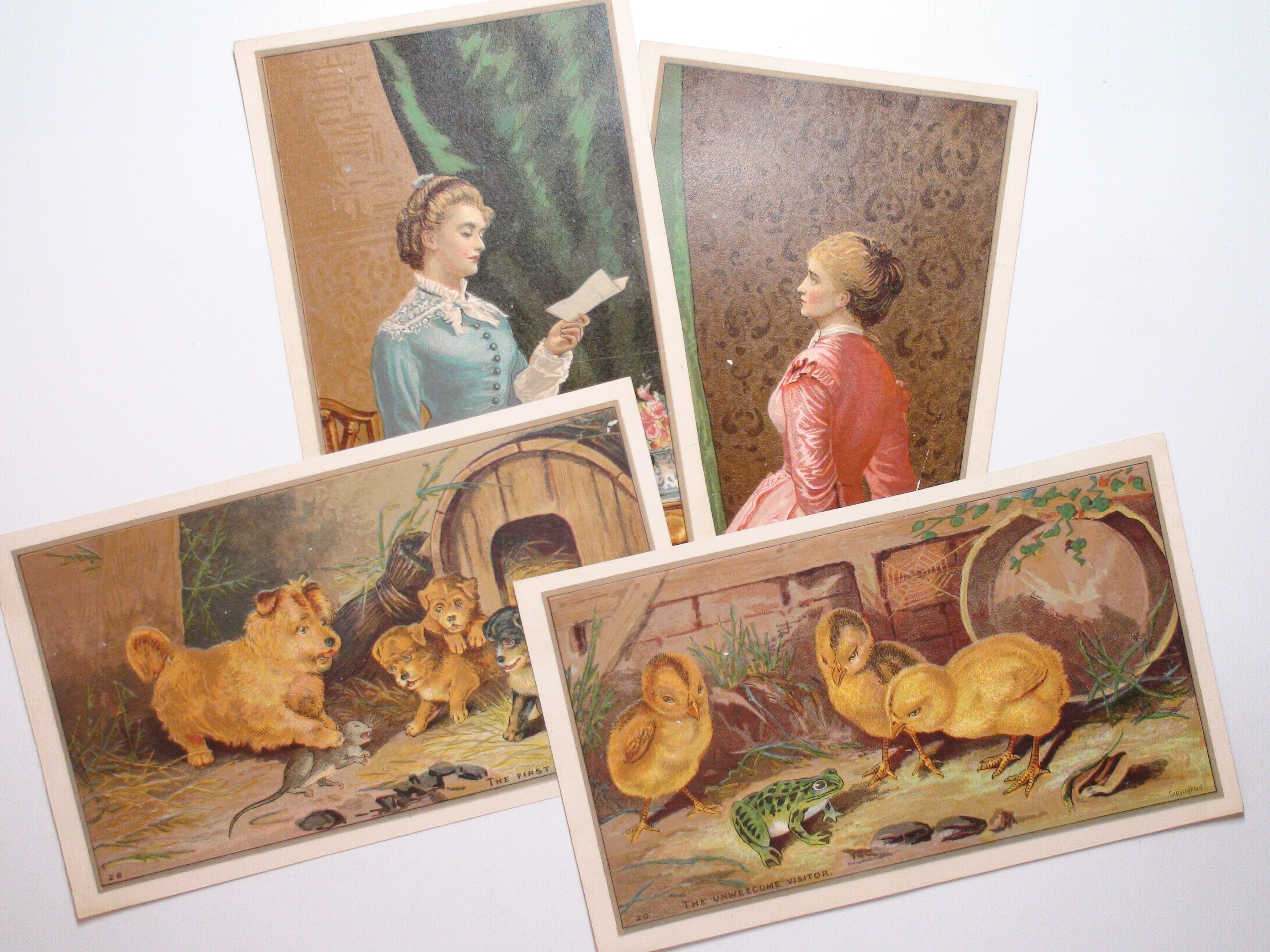 Lot of 6 Original Victorian Postcards, In Excellent Condition