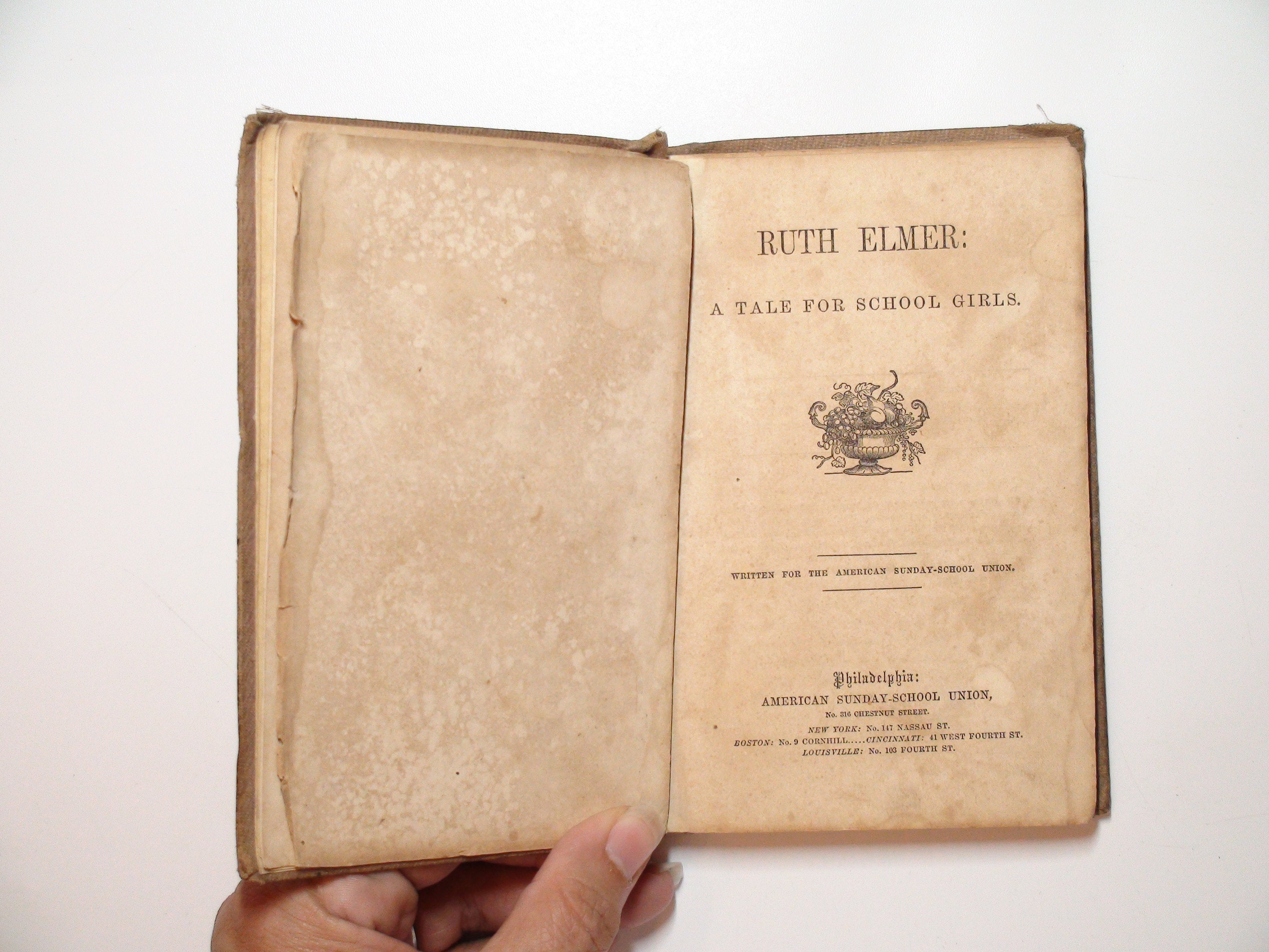 Ruth Elmer, A Tale for School Girls, American Sunday School Union, Rare, 1855