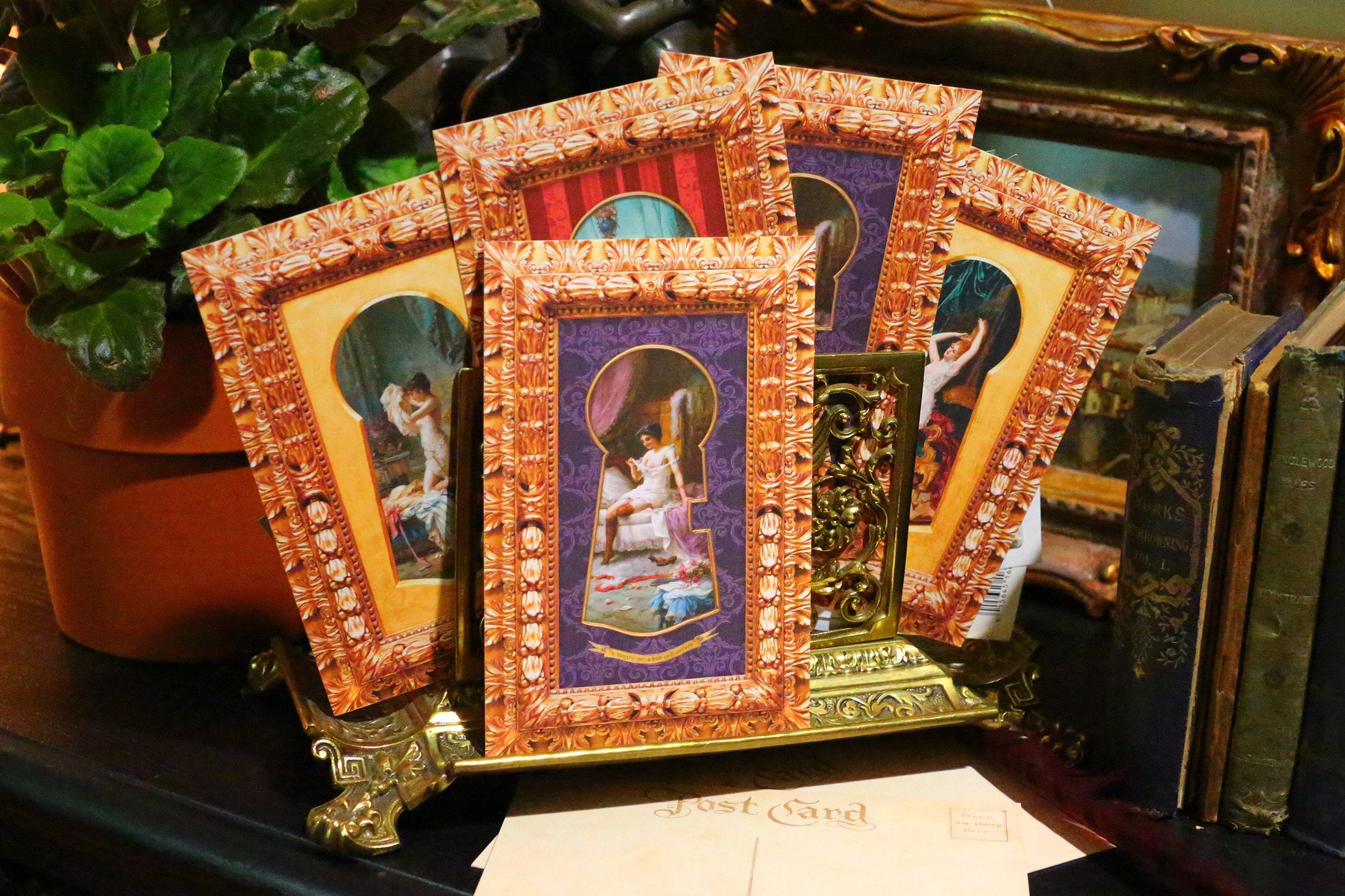 Keyhole Series Erotic Victorian Postcard/Greeting Card Set, Exclusively Designed, 6 Designs, 12 Cards