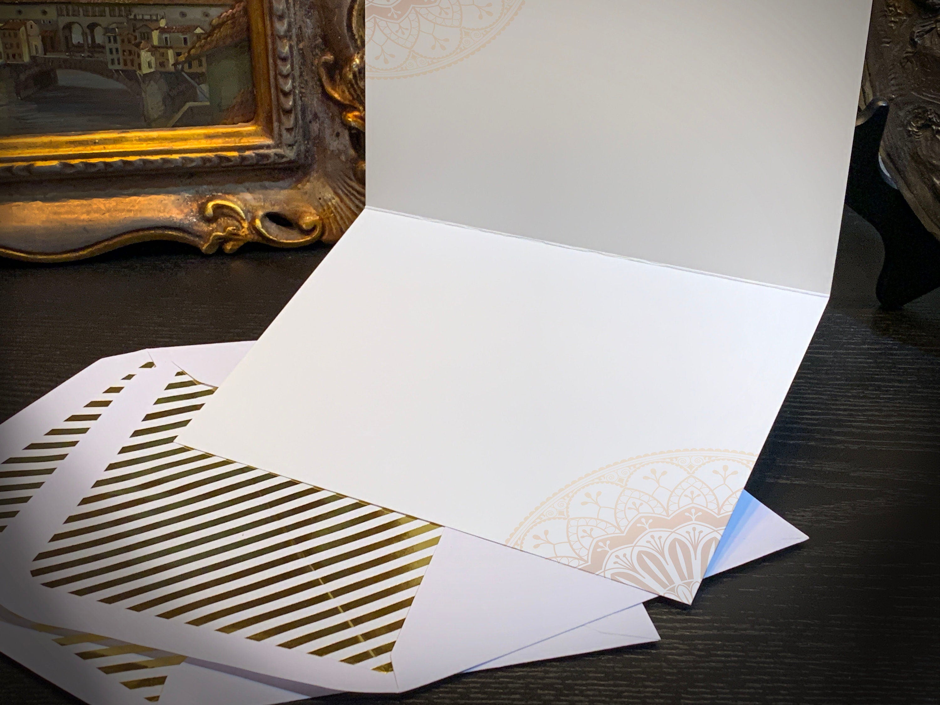 Diwali, Festival of Lights, Greeting Card with Elegant Striped Gold Foil Envelope, 5in x 7in, 4 Designs to Choose From, 1 Card/Envelope