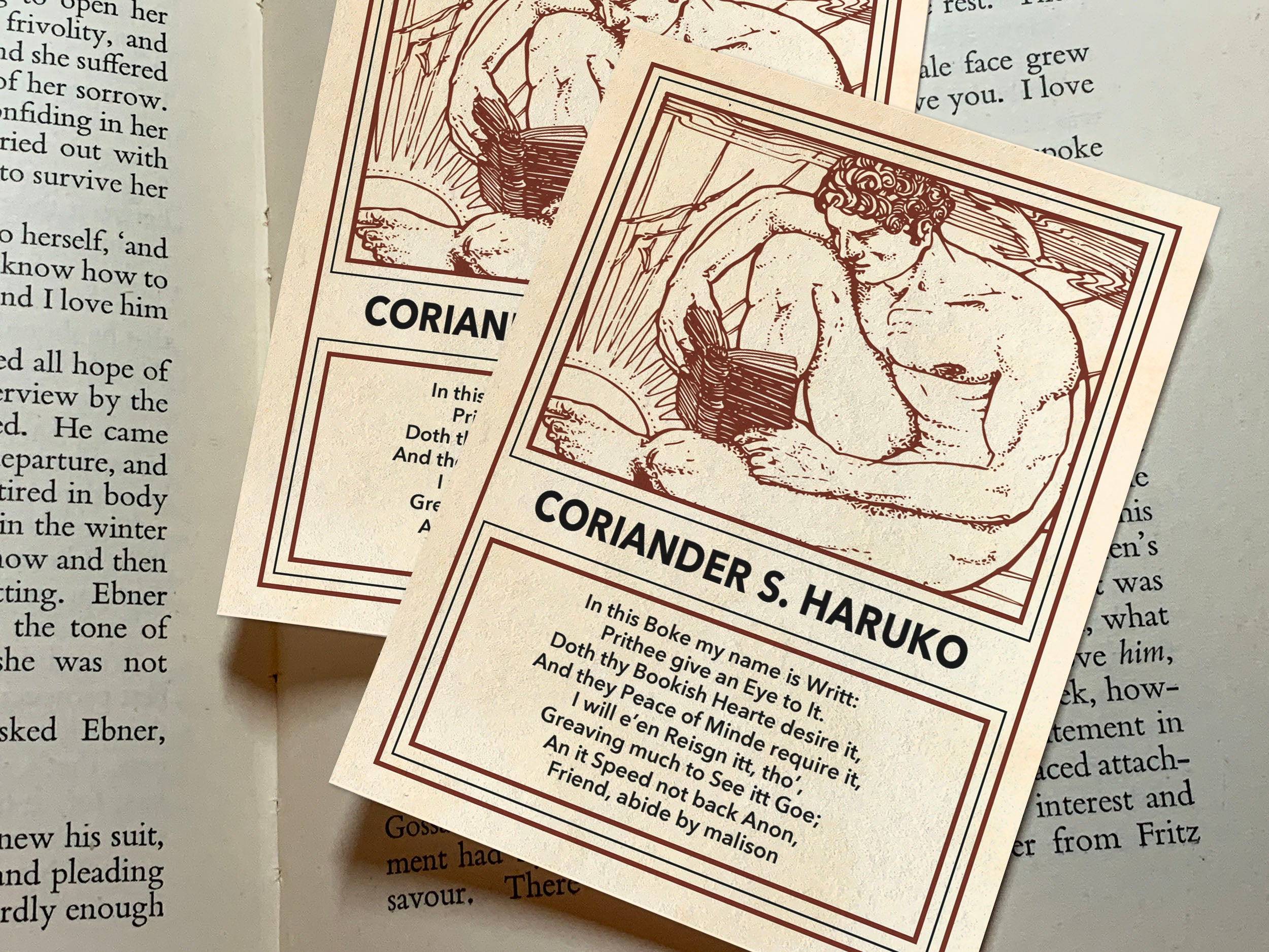 Seashore Adonis, Personalized Erotic Ex-Libris Bookplates, Crafted on Traditional Gummed Paper, 3in x 4in, Set of 30