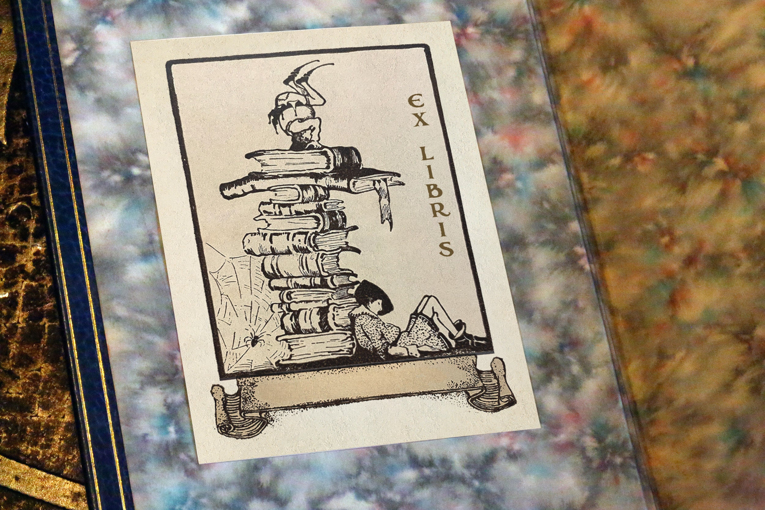 Reading Elves, Personalized Ex-Libris Bookplates, Crafted on Traditional Gummed Paper, 3in x 4in, Set of 30