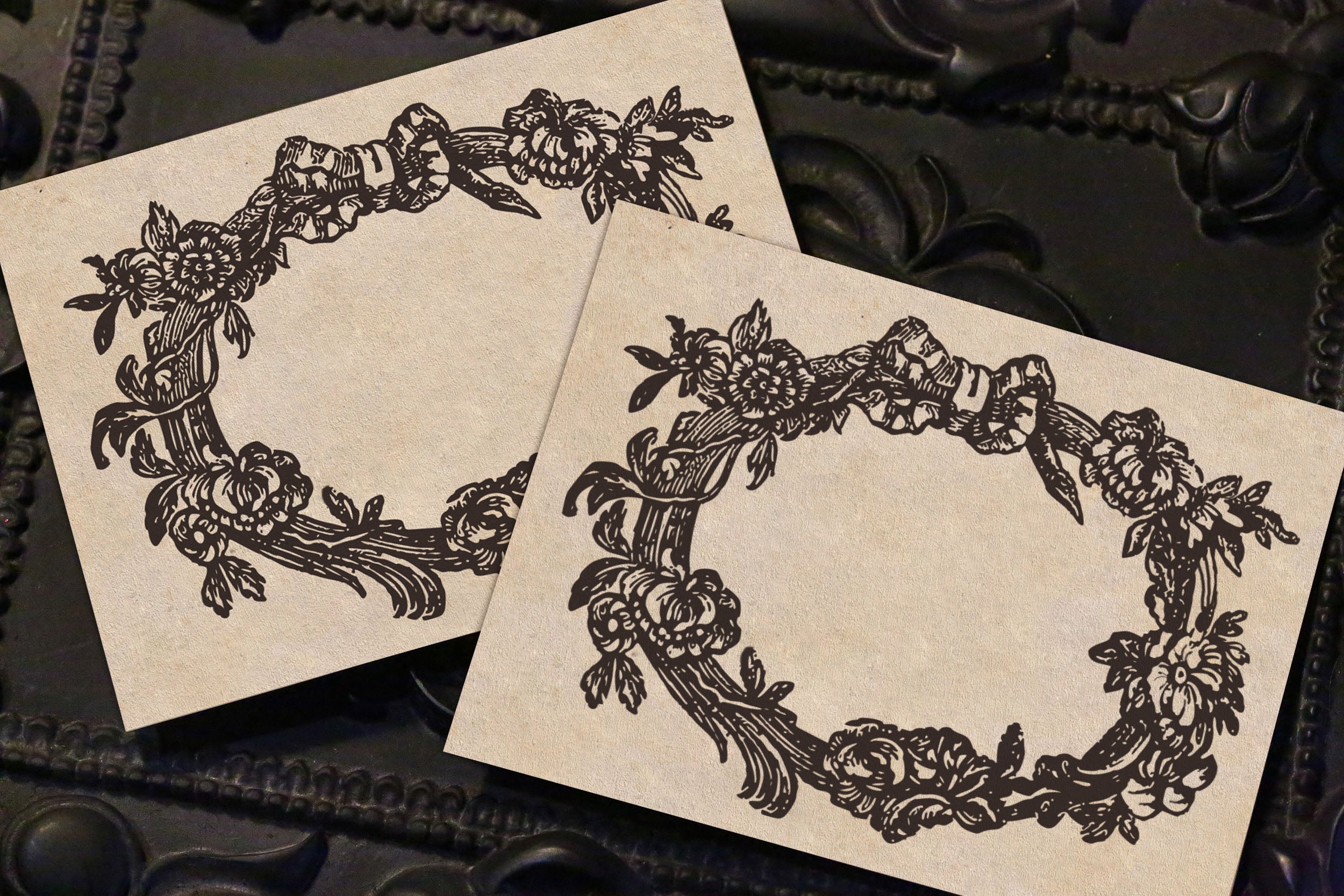 Rose Wreath, Personalized Ex-Libris Bookplates/Labels, Crafted on Traditional Gummed Paper, 3.25in x 2.5in, Set of 30