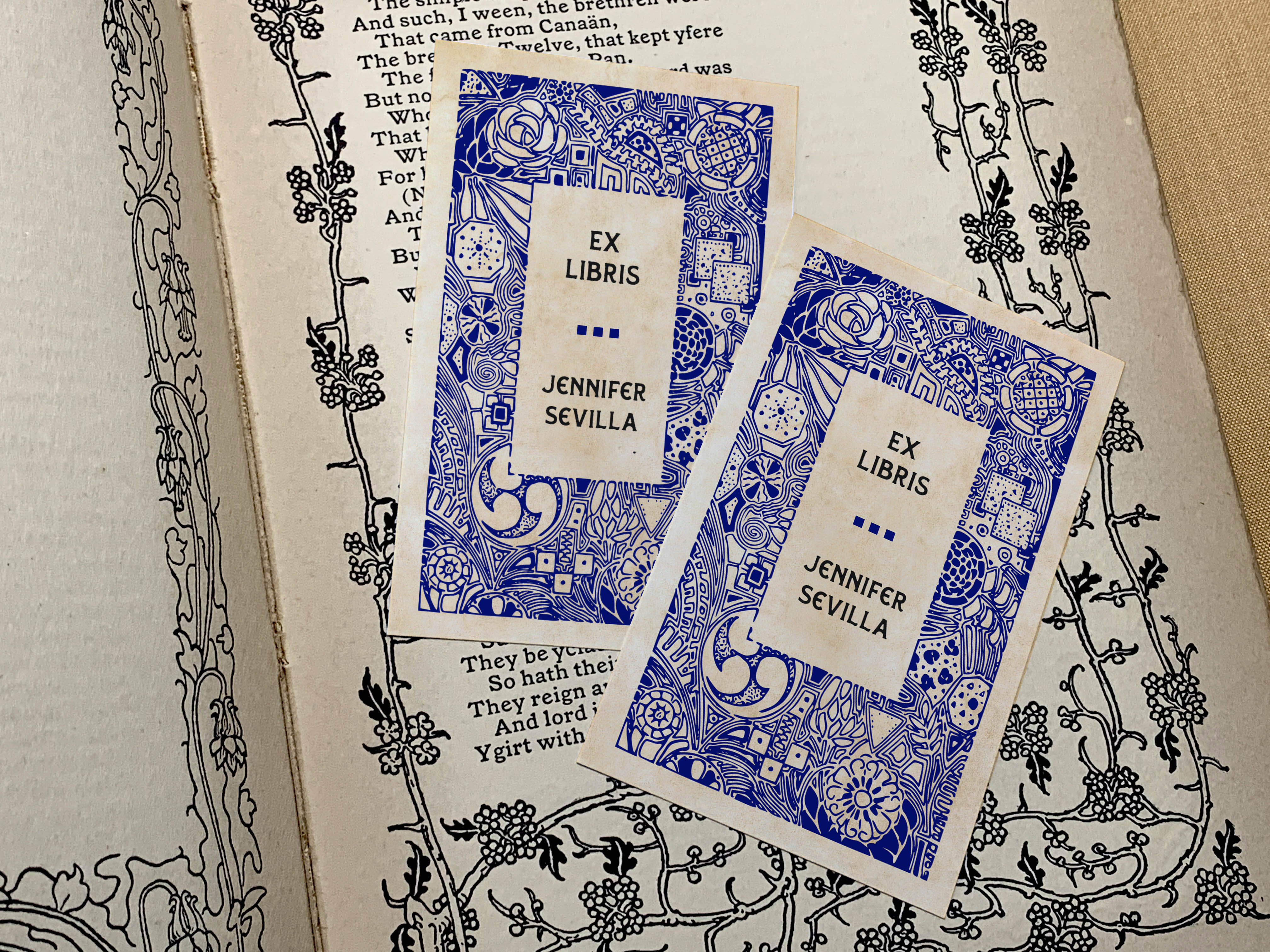 Mitsudomoe Woodcut, Personalized Ex-Libris Bookplates, Crafted on Traditional Gummed Paper, 2.5in x 4in, Set of 30